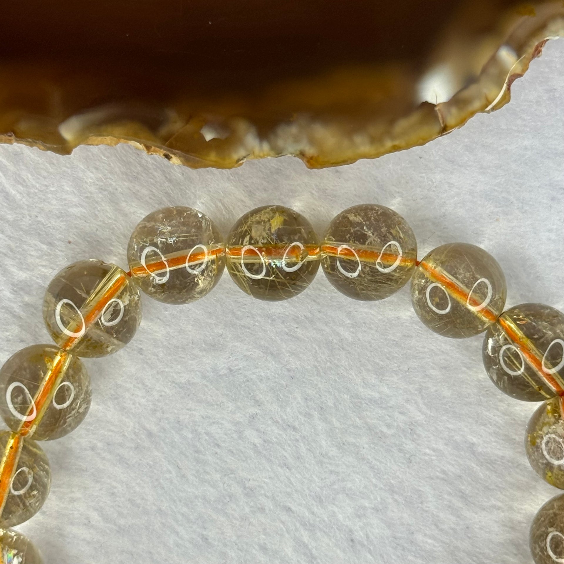 Natural Golden Rutilated Quartz Beads 天然金发水晶手链 39.06g 18cm 11.8mm 18 Beads - Huangs Jadeite and Jewelry Pte Ltd