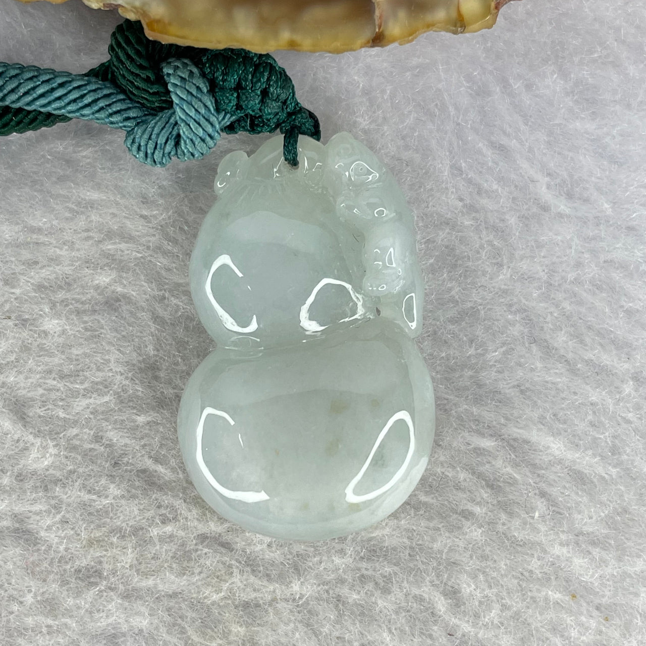 Type A Sky Blue Jadeite Pixiu on Hulu Pendent 13.48g 30.9 by 19.1 by 9.9 mm - Huangs Jadeite and Jewelry Pte Ltd