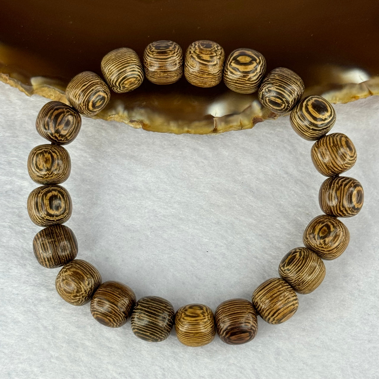 Natural Wenge Wooden Beads Bracelets 天然鸡翅木手链 9.37 16.5cm 10.3mm 21 Beads - Huangs Jadeite and Jewelry Pte Ltd