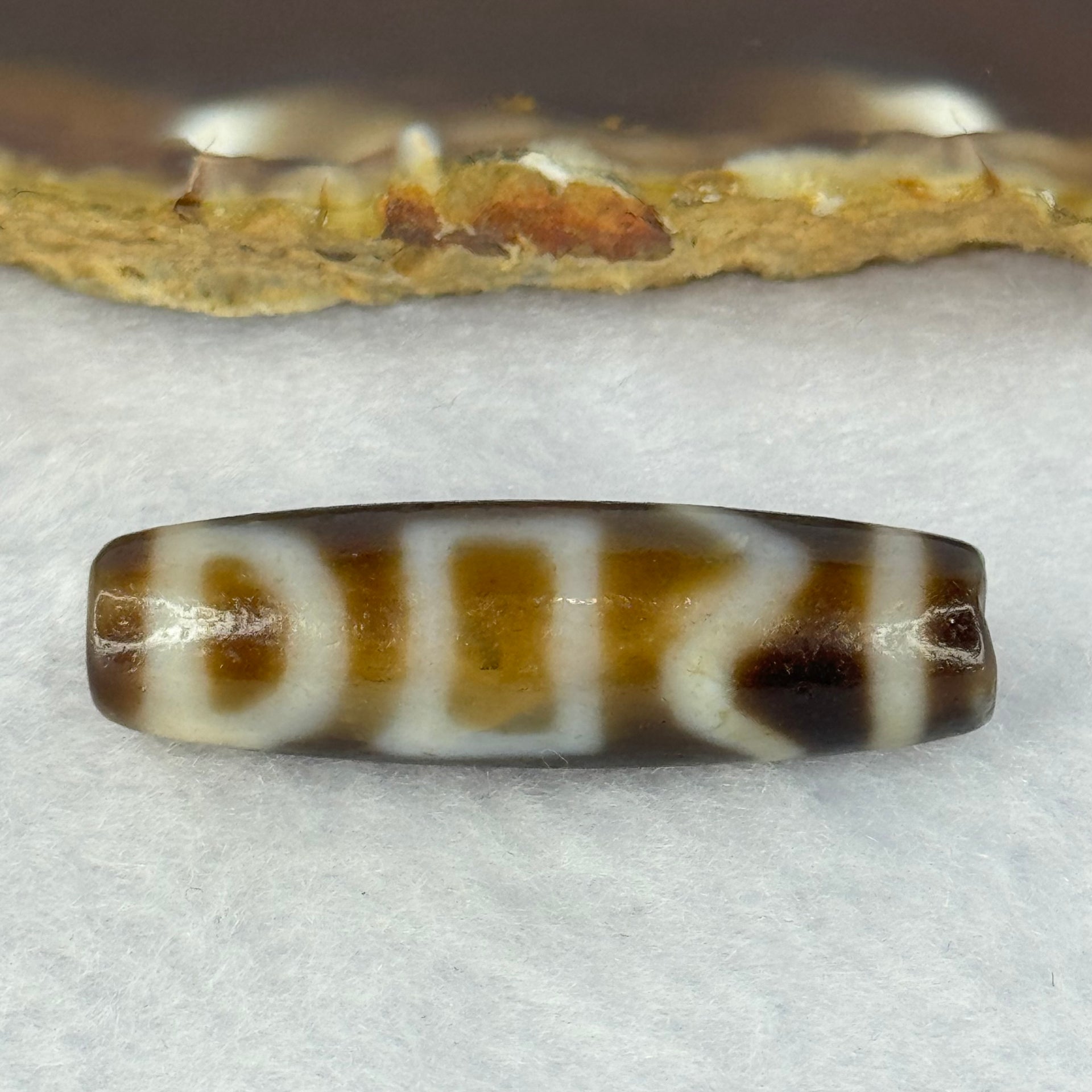 Natural Powerful Tibetan Old Oily Agate Sky Door Serenity 1 Eye Dzi Bead Heavenly Master (Tian Zhu) 一眼天诛 7.88g 38.3 by 11.3mm - Huangs Jadeite and Jewelry Pte Ltd