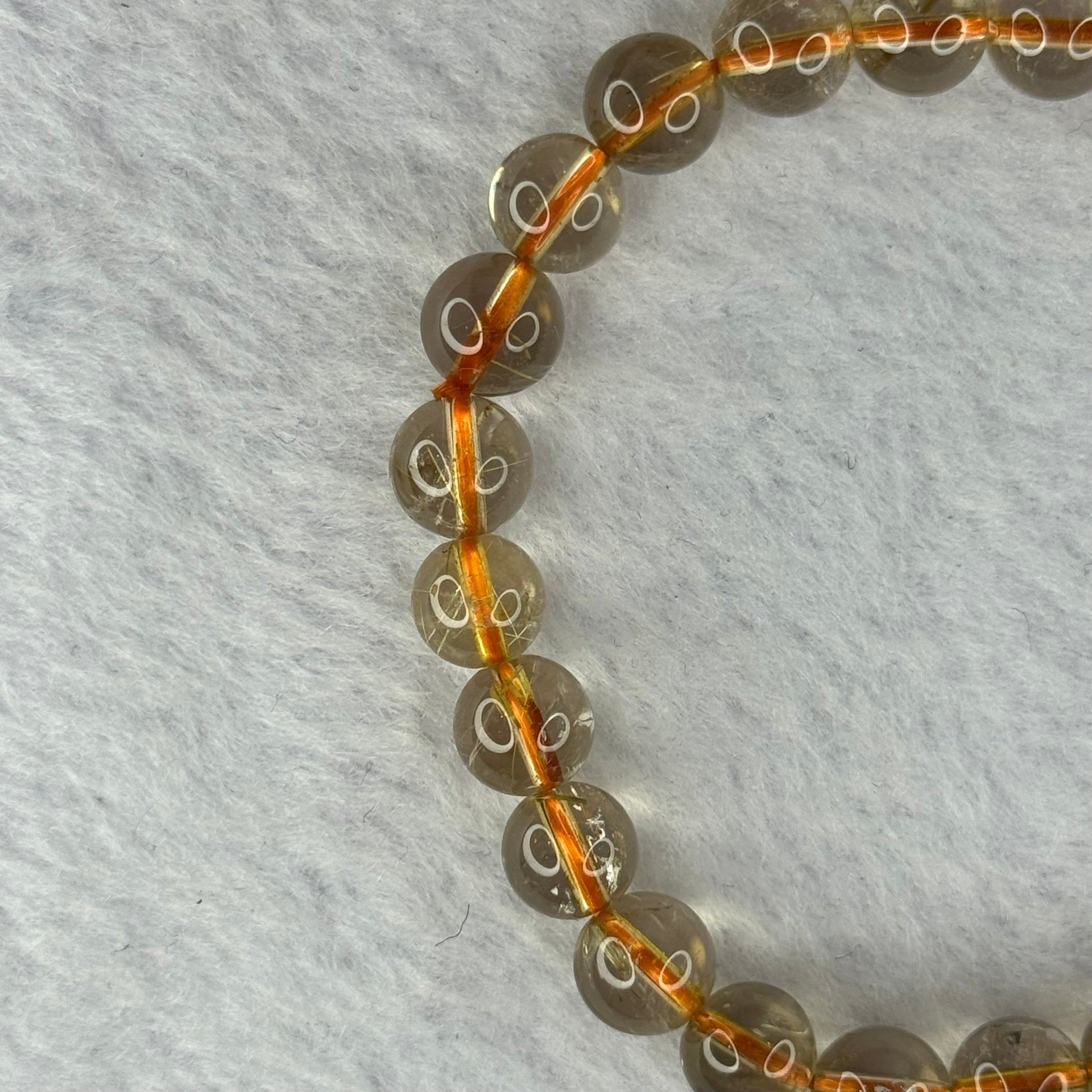 Natural Golden Rutilated Quartz Beads 天然金发水晶手链 15.58g 16cm 7.9mm 25 Beads - Huangs Jadeite and Jewelry Pte Ltd