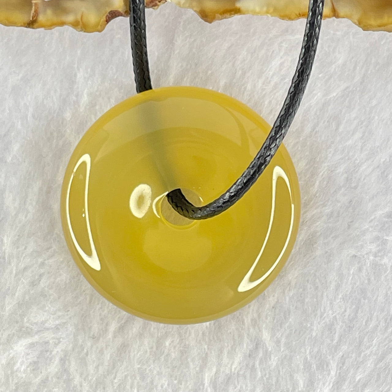 Natural Agate Ping An Kou Donut Pendant 11.82g 29.9 by 7.5mm