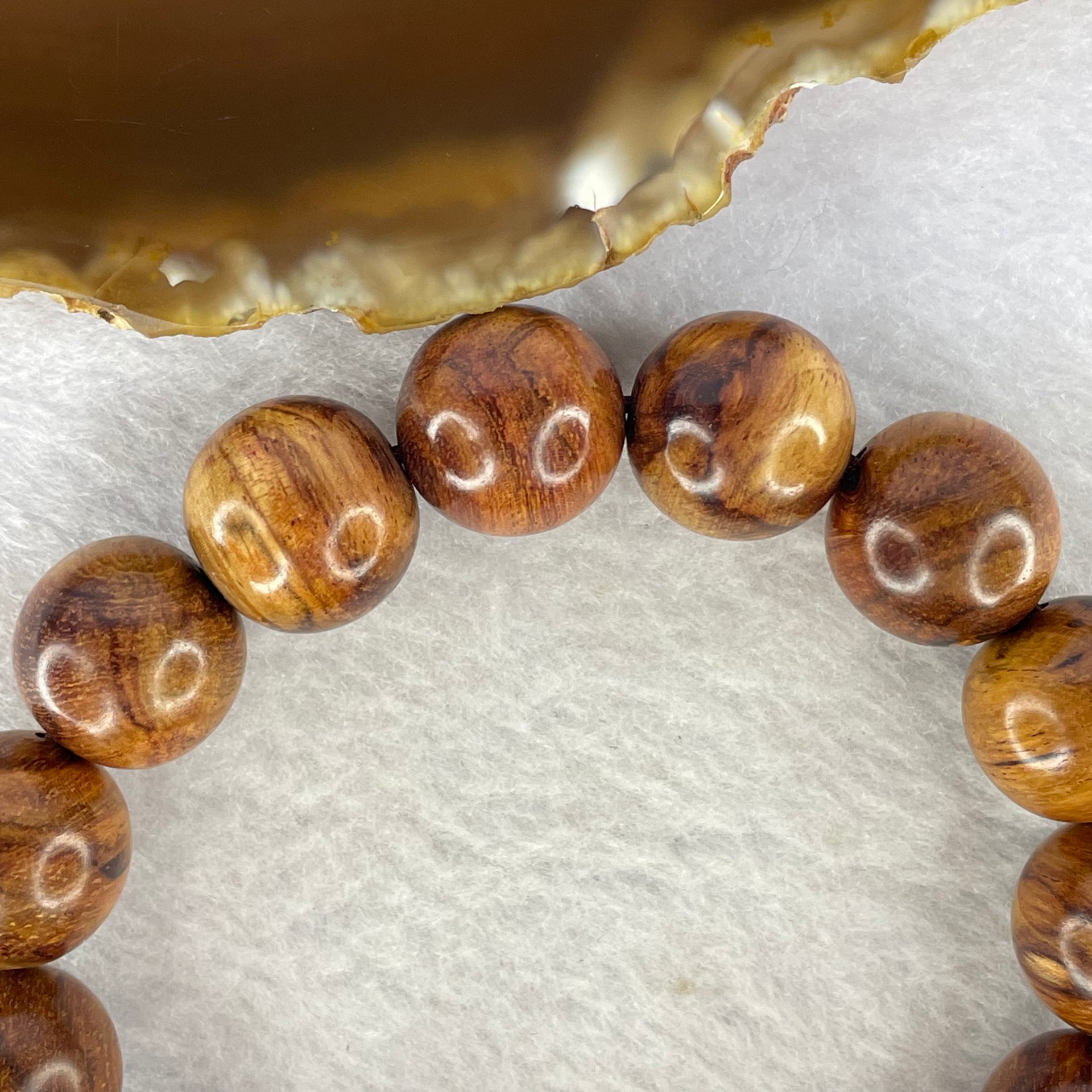 Natural China Hainan Huang Hua Li Beads Bracelet 海南黄花梨 24.24g 15.1mm 15 Beads/ 1 Donut 2 Hulu Beads - Huangs Jadeite and Jewelry Pte Ltd