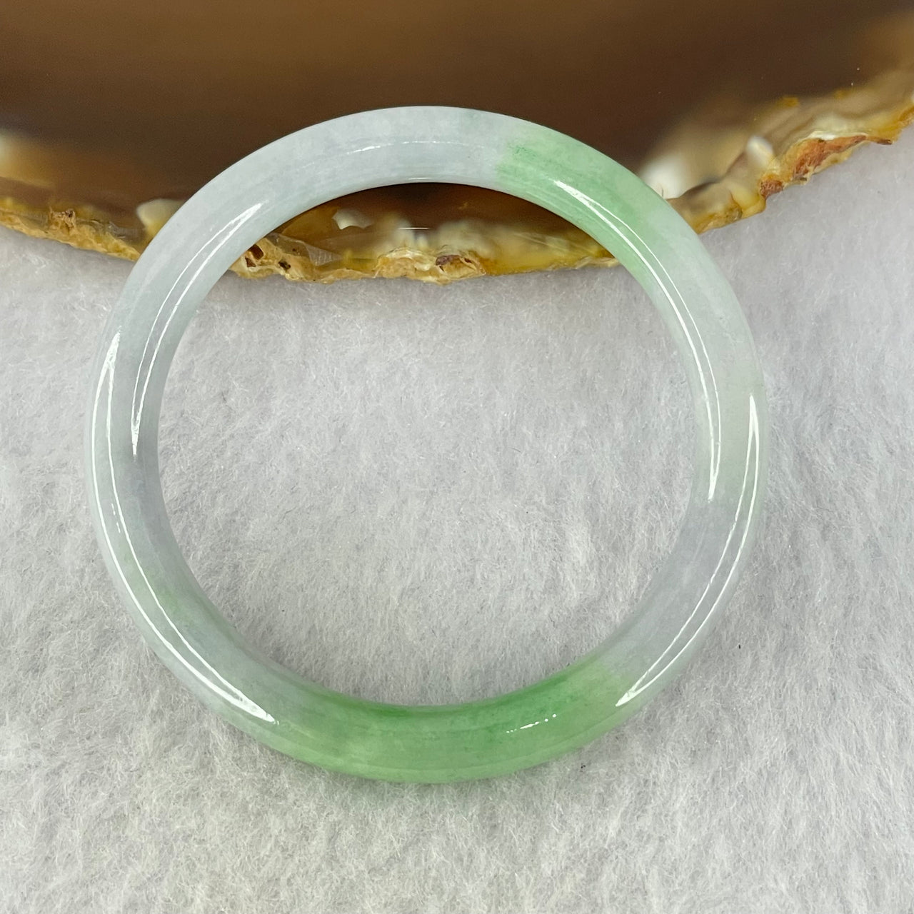 Type A Lavender and Green Jadeite Bangle Internal Diameter 43.0mm 15.29g 6.3 by 6.0mm (Very Very Fine Internal Line)