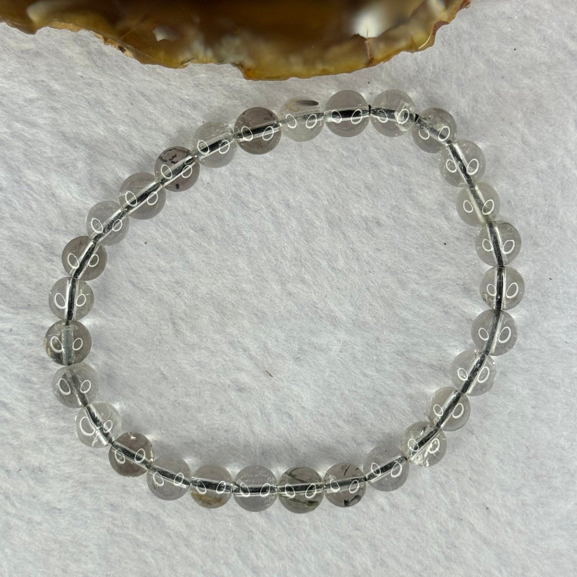 Natural Titanium Rutilated Clear Quartz 9.28g 14.5cm 6.4mm 29 Beads - Huangs Jadeite and Jewelry Pte Ltd