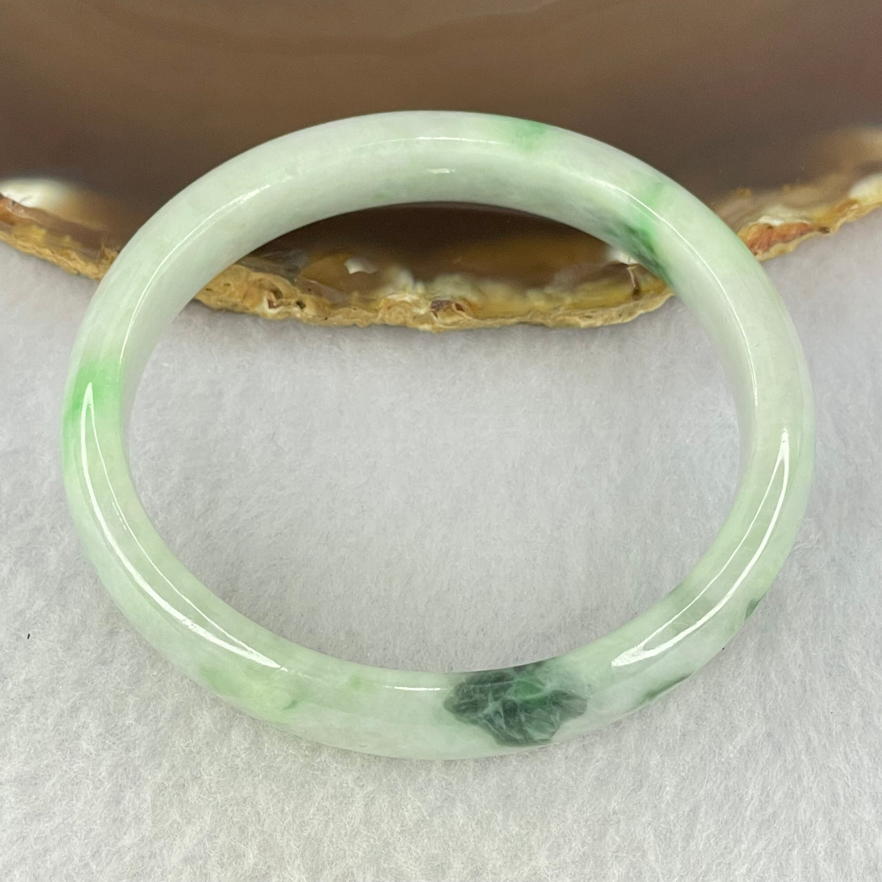 Type A Green Lavender and Blueish Green Piao Hua Jadeite Bangle Internal Diameter 56.4mm 41.62g 12.9 by 6.9mm (Slight Internal Lines)