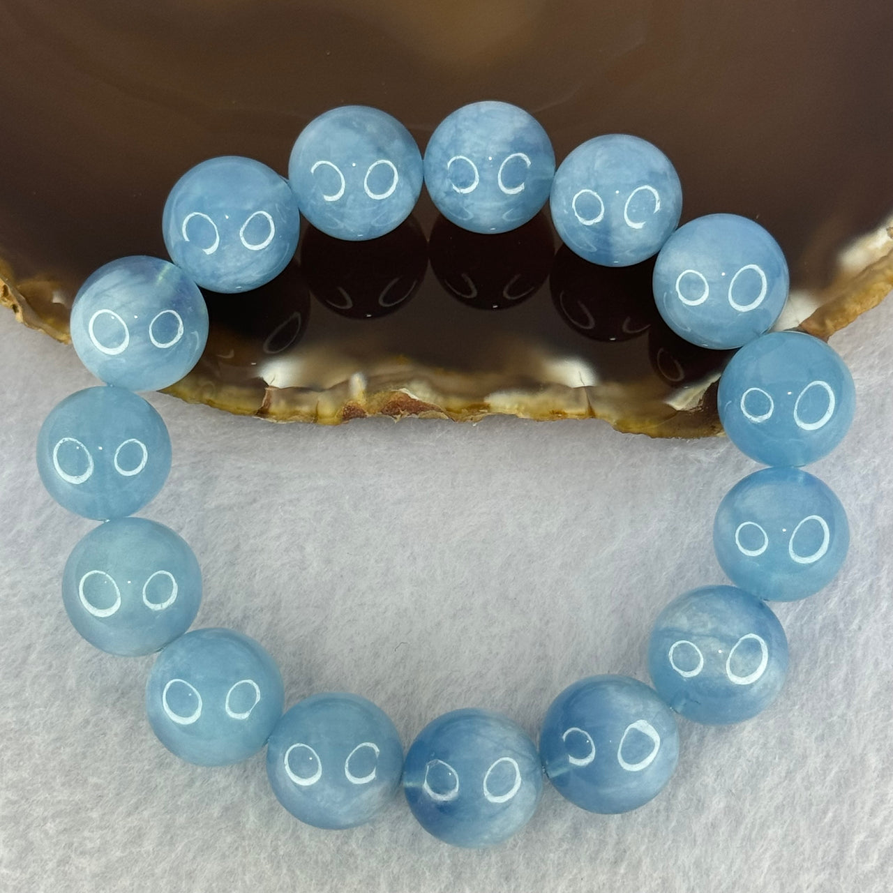 Natural Aquamarine Beads Bracelet 66.41g 19cm 14.9mm 15 Beads