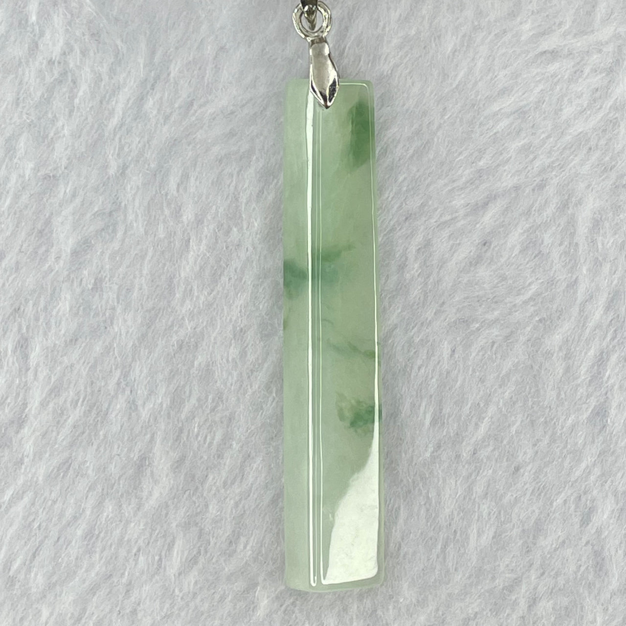 Type A Semi Icy Green Piao Hua Jadeite in S925 Sliver Necklace 6.18g 46.7 by 9.0 by 4.6mm