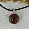 Natural Cognac with Red Amber Round Silver Pendant with String Necklace 3.44g 15.2mm