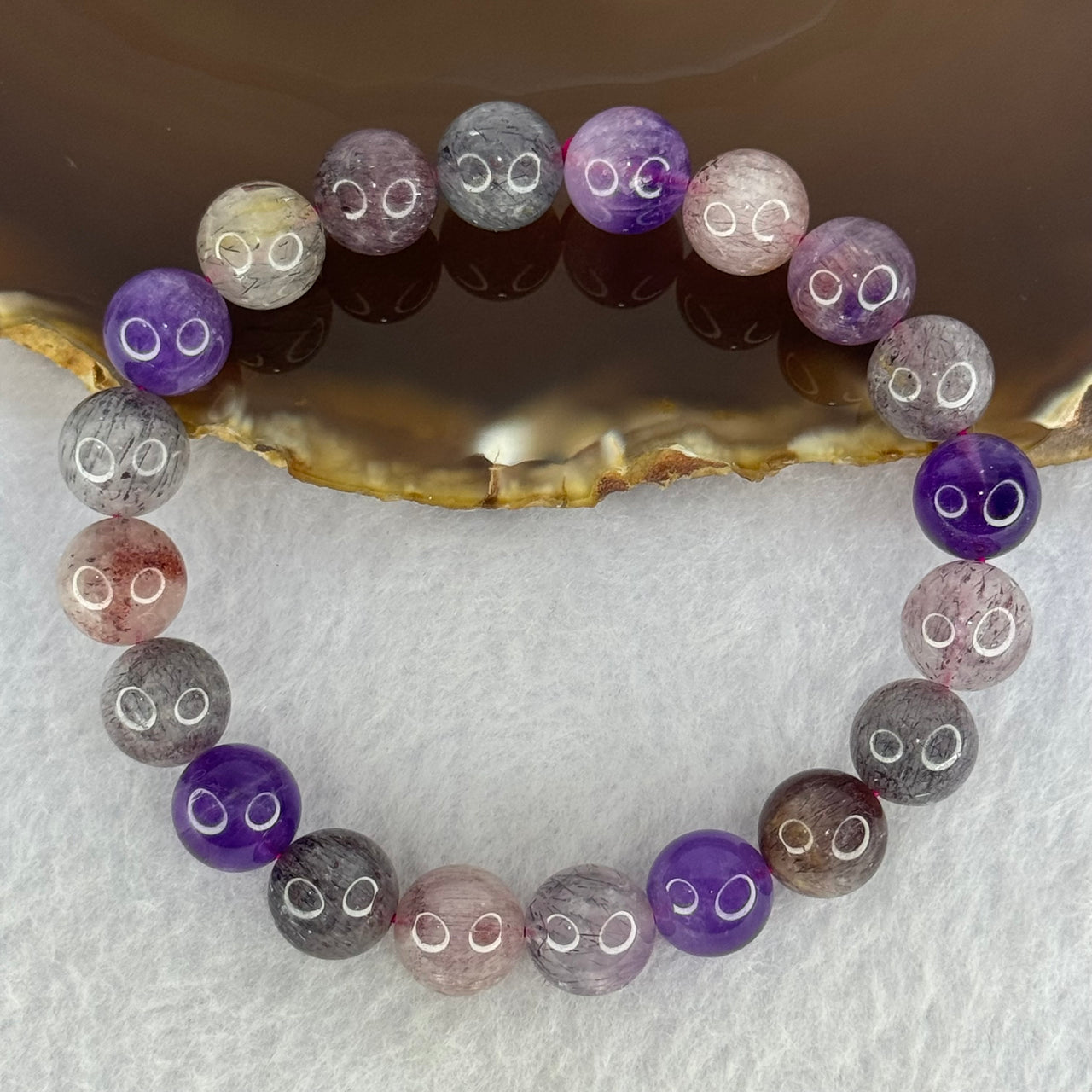 Natural Super 7 Beads Bracelet 29.20g 17.5cm 10.3mm 26 Beads