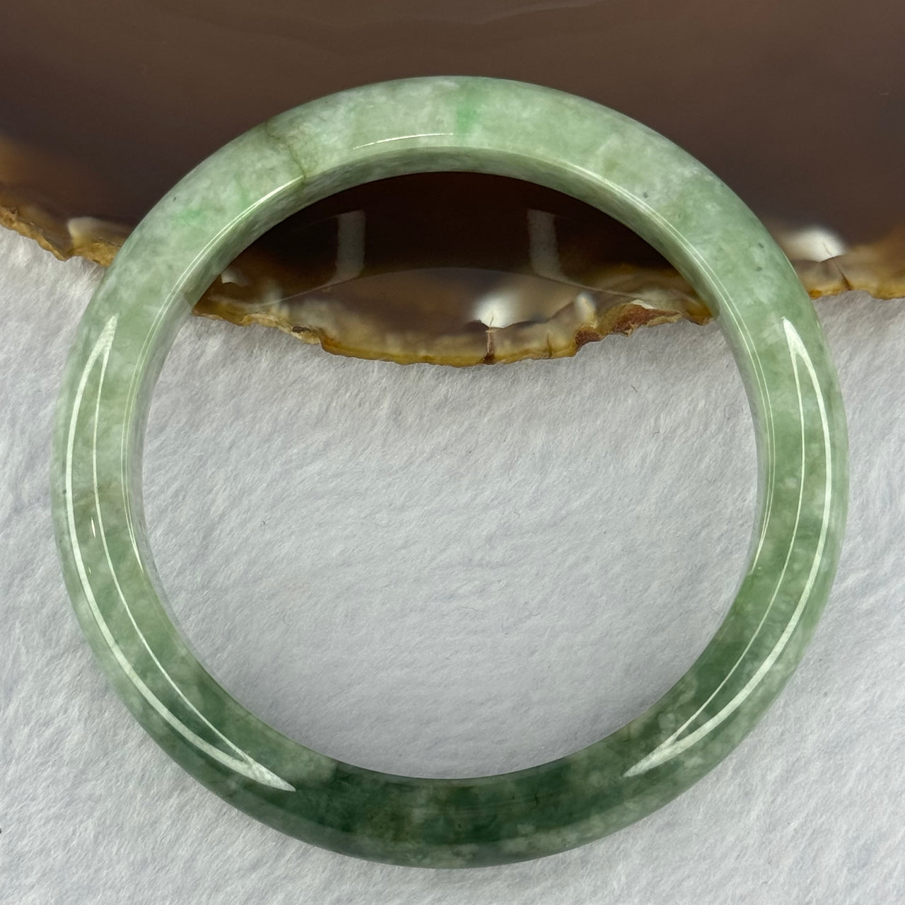 Type A Green Jadeite Bangle 57.32g Internal Diameter 59.6mm 12.2 by 8.0mm (Slight Internal Line)