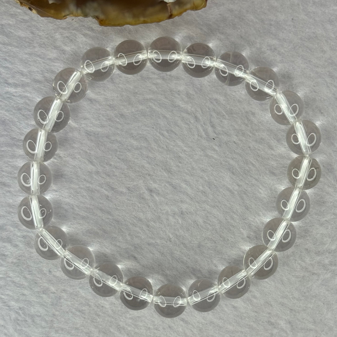 Natural Clear Quartz Bracelet 天然白水晶手链 18.78g 16.5cm 8.4mm 24 Beads