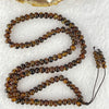 Natural Dark Brownish Yellow Flower Amber Beads Necklace 天然花珀项链 12.58g 58cm 6.6mm 109 Beads