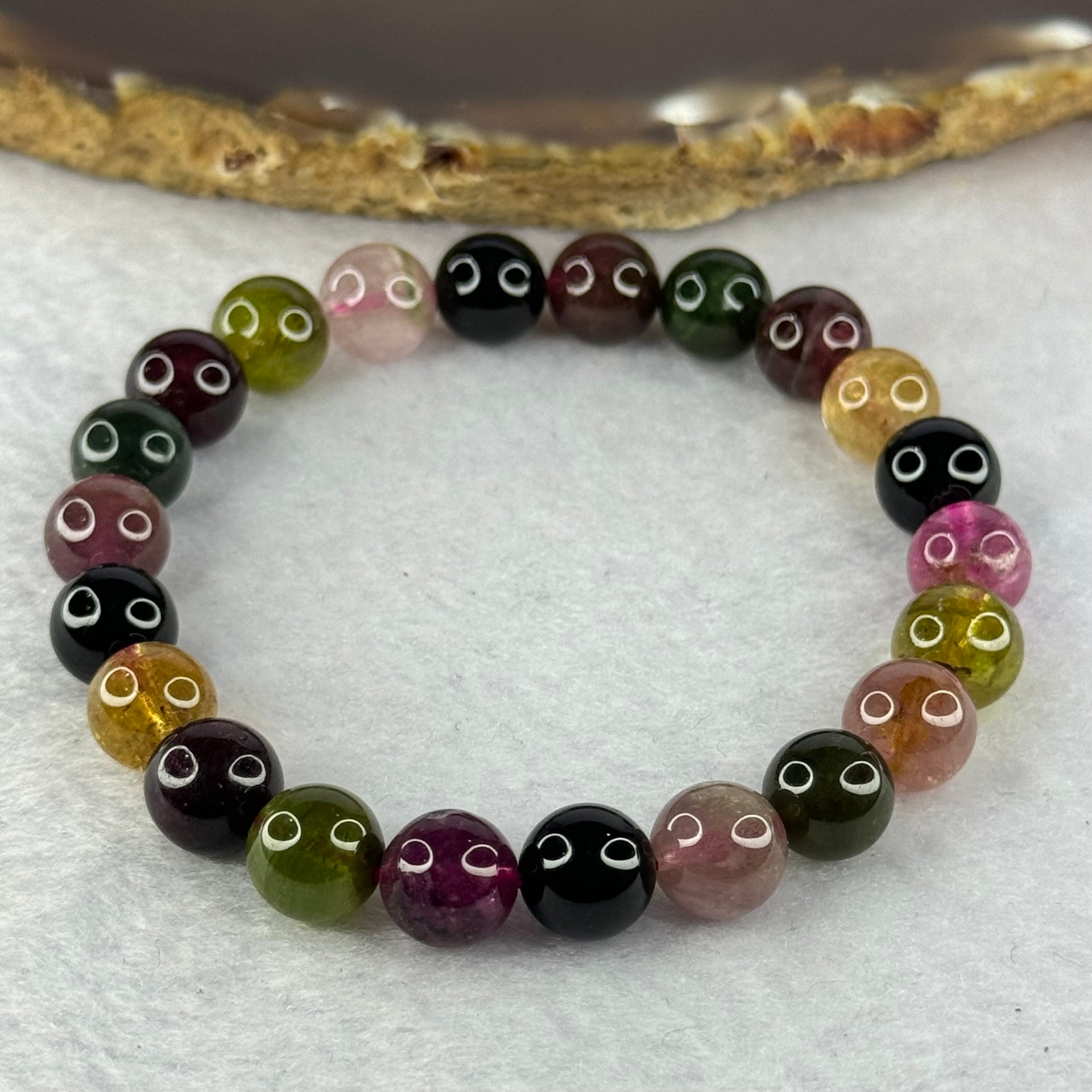 Good Grade Natural Tourmaline Beads Bracelet 好的天然碧玺珠手链 20.22g 16cm 8.8mm 22 Beads - Huangs Jadeite and Jewelry Pte Ltd