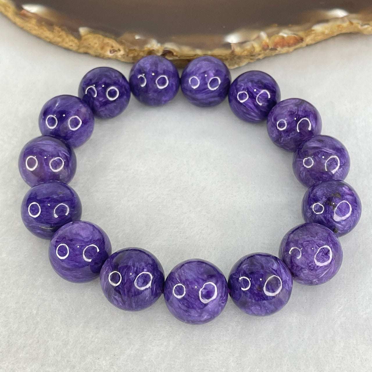 Good Grade Natural Charoite Beads Bracelet 58.817g 18.5cm 14.3mm Beads