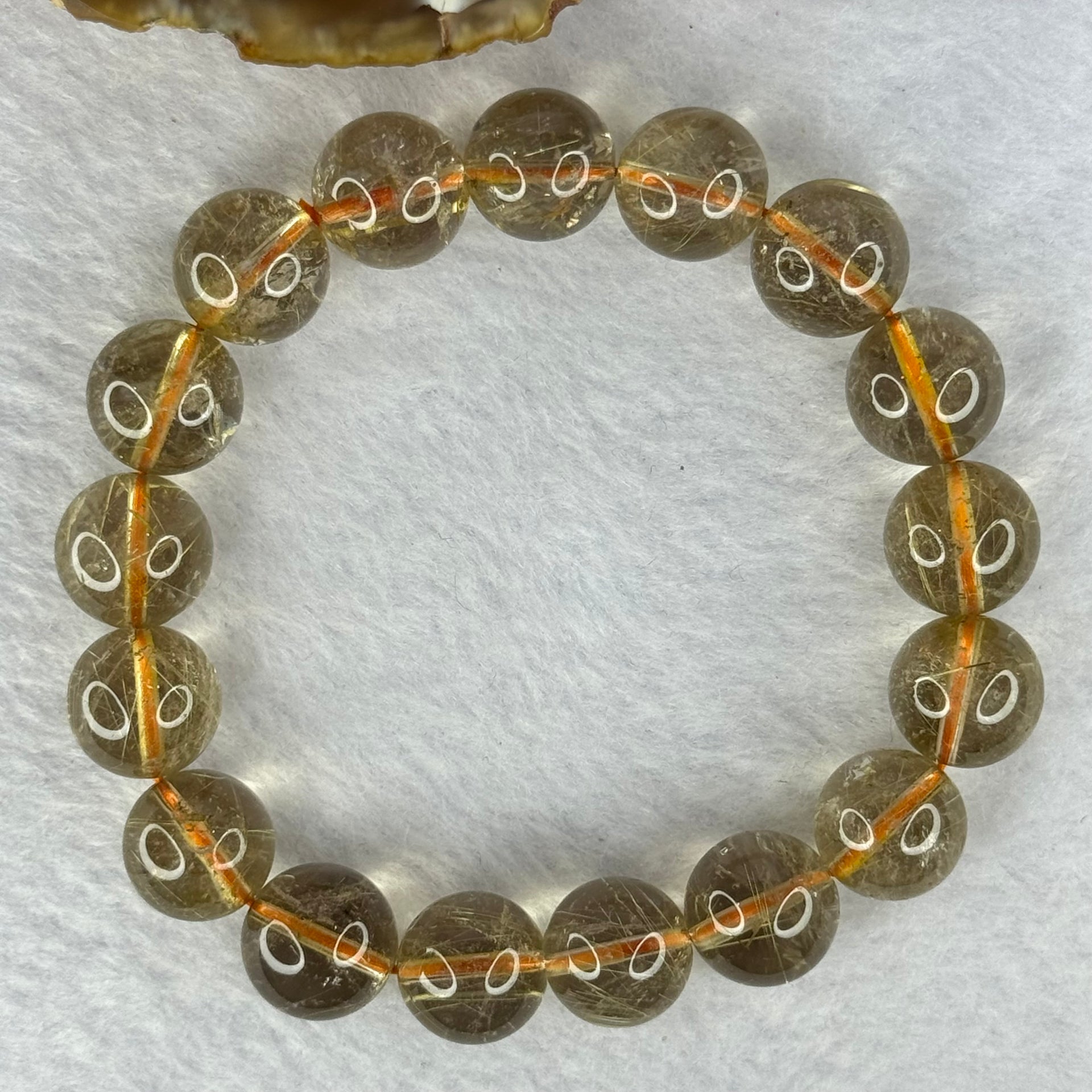 Natural Golden Rutilated Quartz Beads 天然金发水晶手链 48.72g 18.5cm 13.0mm 17 Beads - Huangs Jadeite and Jewelry Pte Ltd