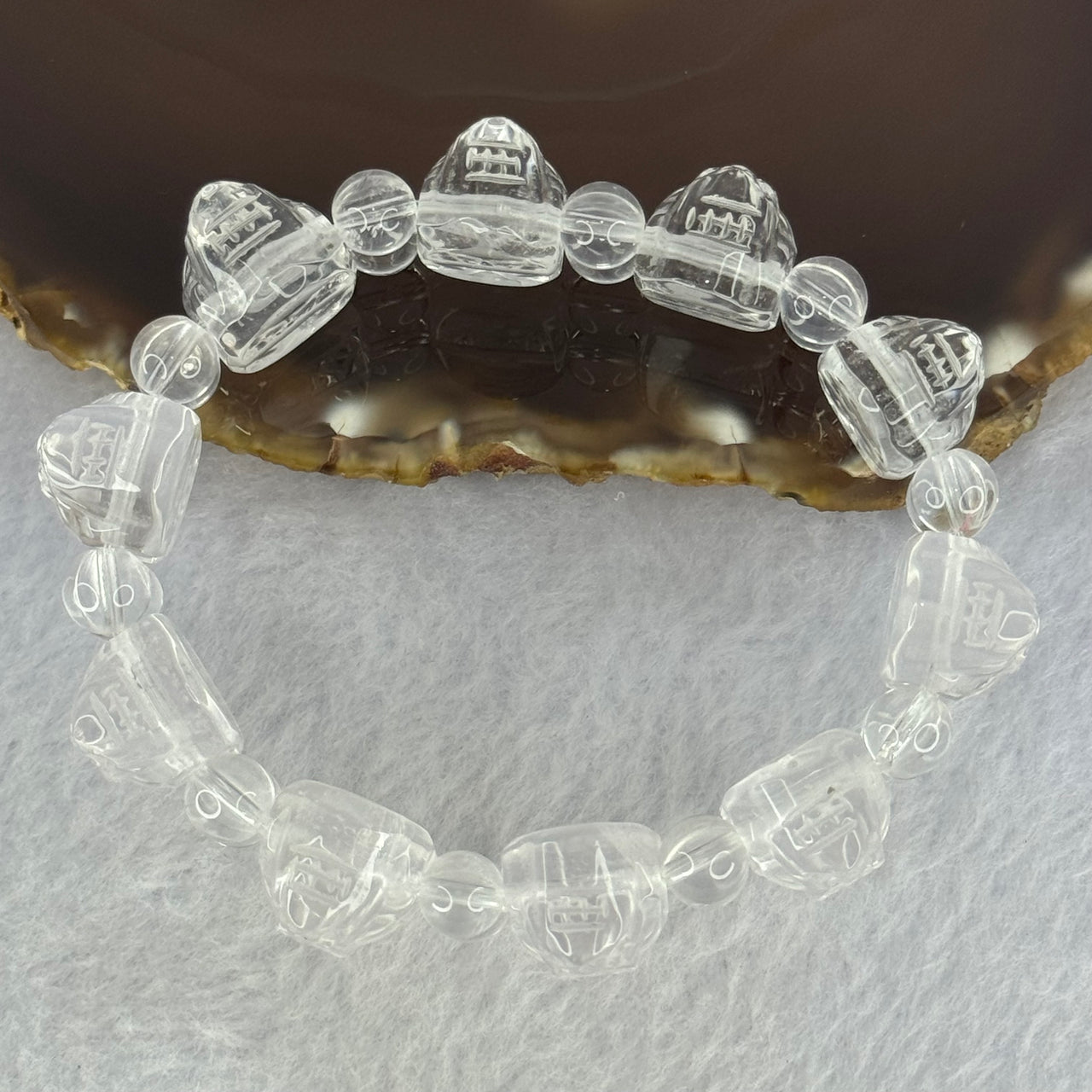 Natural Clear Quartz Dragon Turtle and Beads Bracelet 59.13g 17cm 19.1 by 14.2 by 13.0mm 10 Dragon Turtle