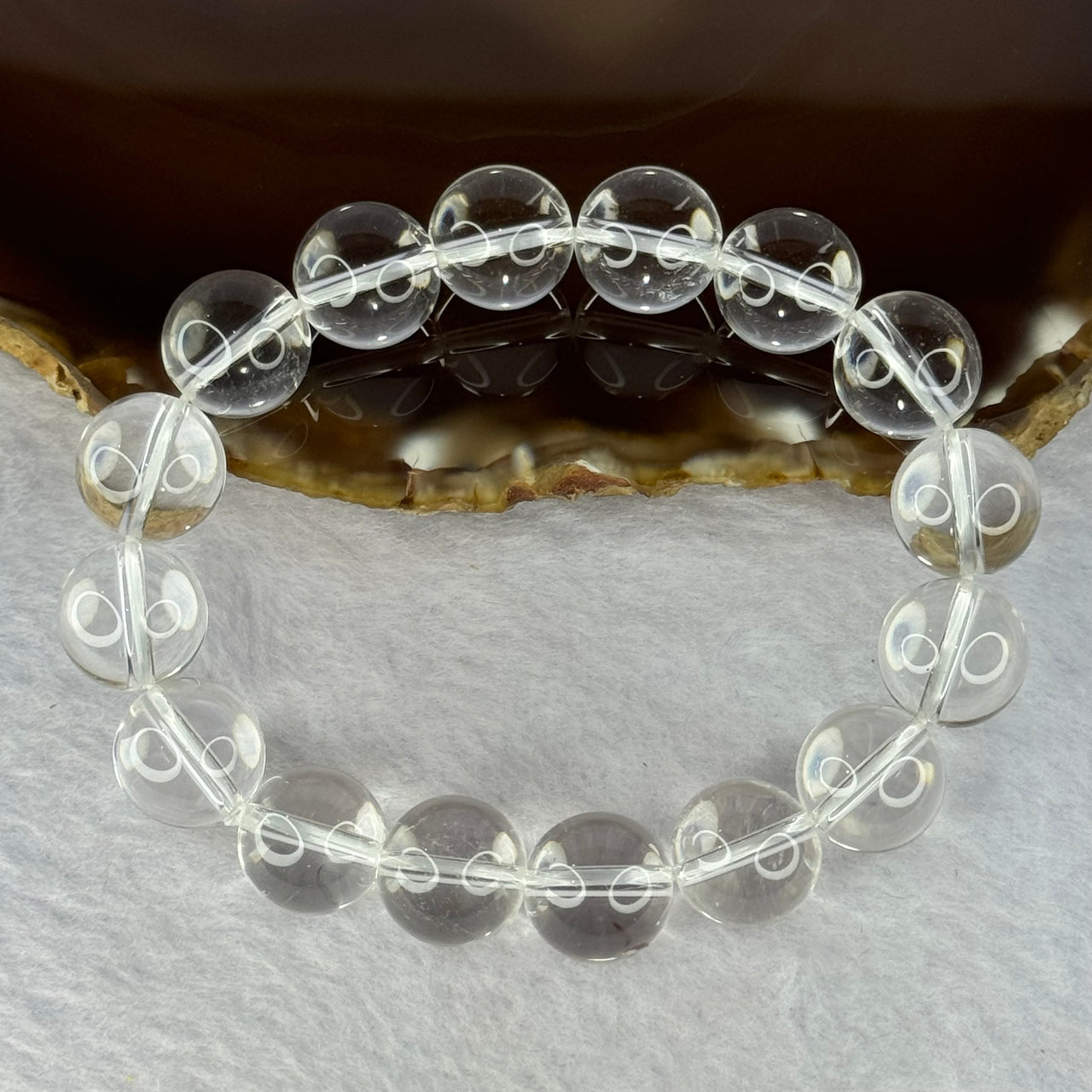 Natural Clear Quartz Beads Bracelet 天然白水晶手链 46.16g 17.5cm 12.9mm 16 Beads