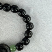 Natural Black Ebony Wood Beads with Movable Pixiu Pair and Coin Bead Bracelet 天然黑檀木珠手链 15.19g 16.5cm 10.0mm 17 Beads - Huangs Jadeite and Jewelry Pte Ltd