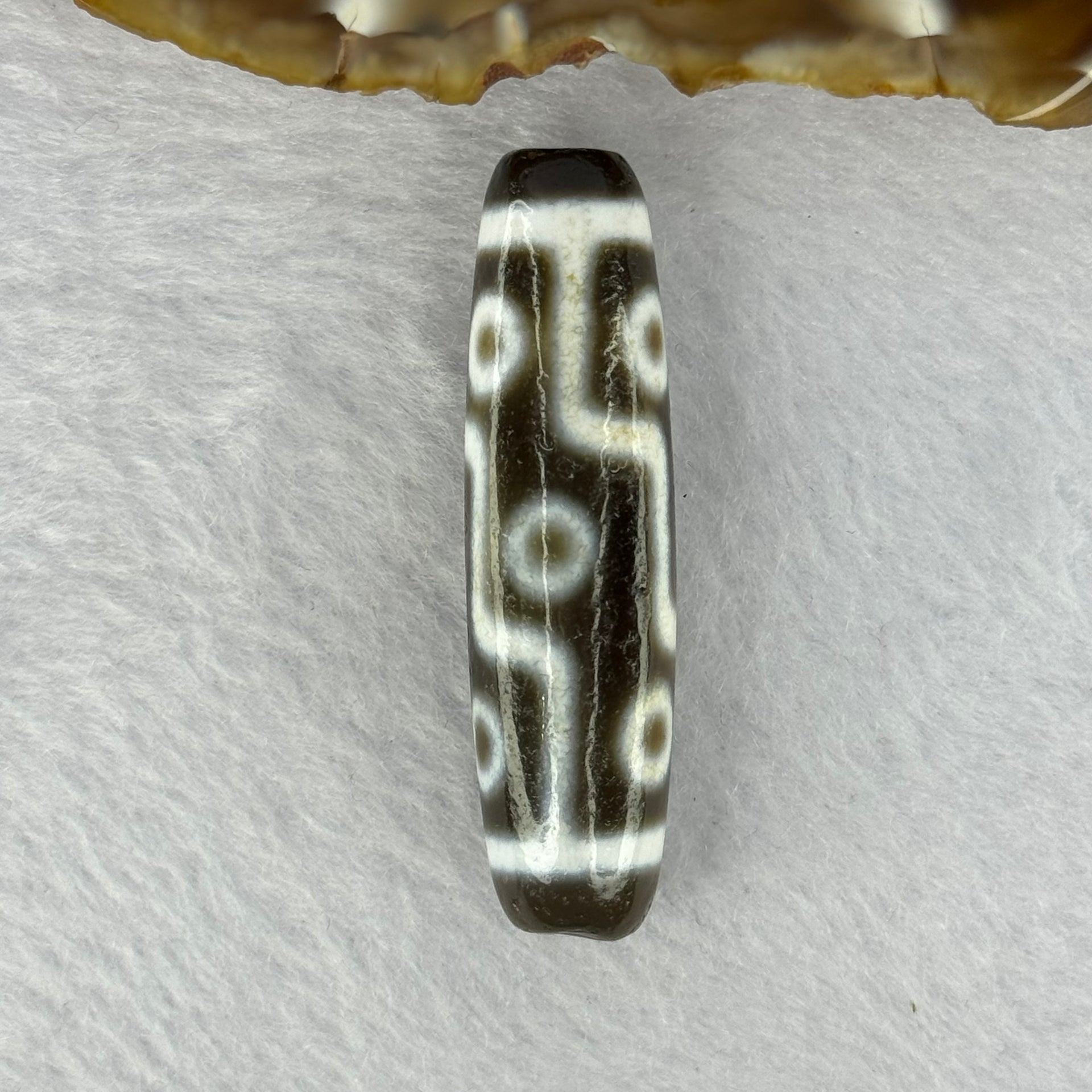 Natural Powerful Tibetan Old Oily Agate 9 Eyes Dzi Bead Heavenly Master (Tian Zhu) 九眼天诛 12.98g 48.5 by 13.0mm - Huangs Jadeite and Jewelry Pte Ltd