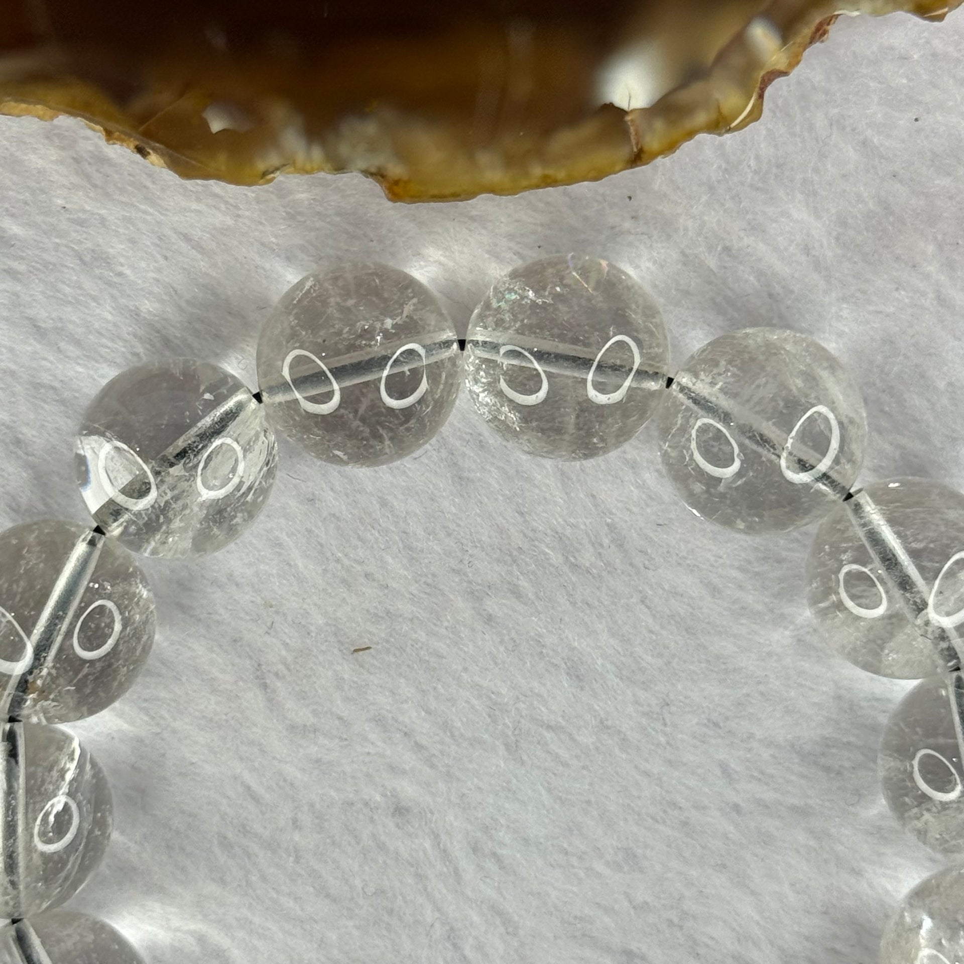 Natural Titanium Rutilated Clear Quartz 53.56g by 18cm 14.0mm 15 Beads - Huangs Jadeite and Jewelry Pte Ltd