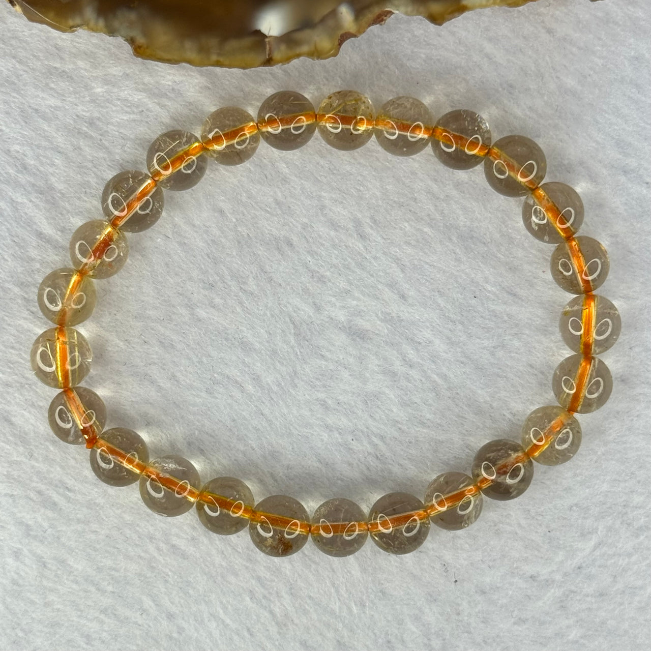 Natural Golden Rutilated Quartz Beads 天然金发水晶手链 15.17g 15.5cm 7.8mm 25 Beads - Huangs Jadeite and Jewelry Pte Ltd