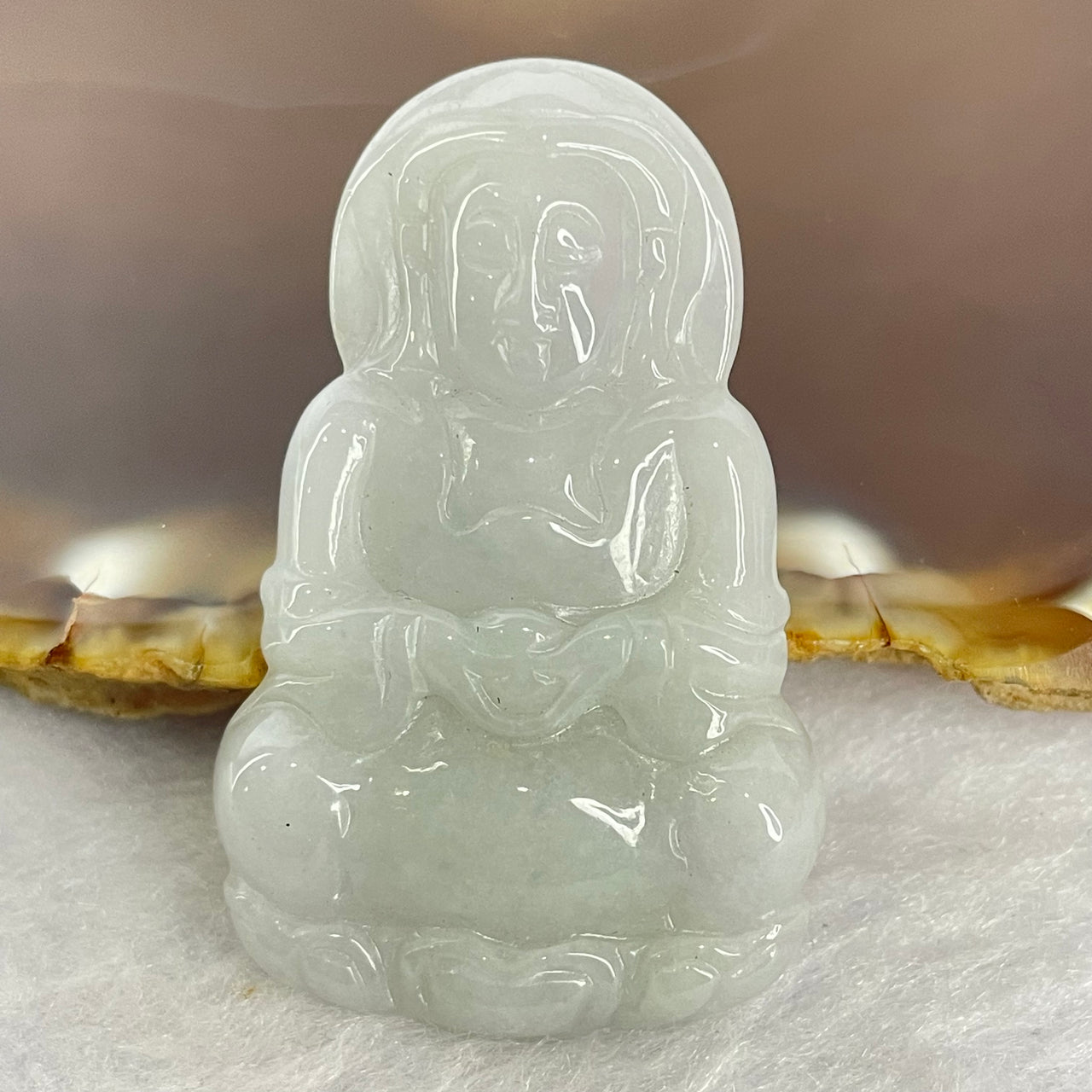 Type A Green Jadeite Guan Yin Pendant 9.97g 42.8 by 26.9 by 5.6mm - Huangs Jadeite and Jewelry Pte Ltd