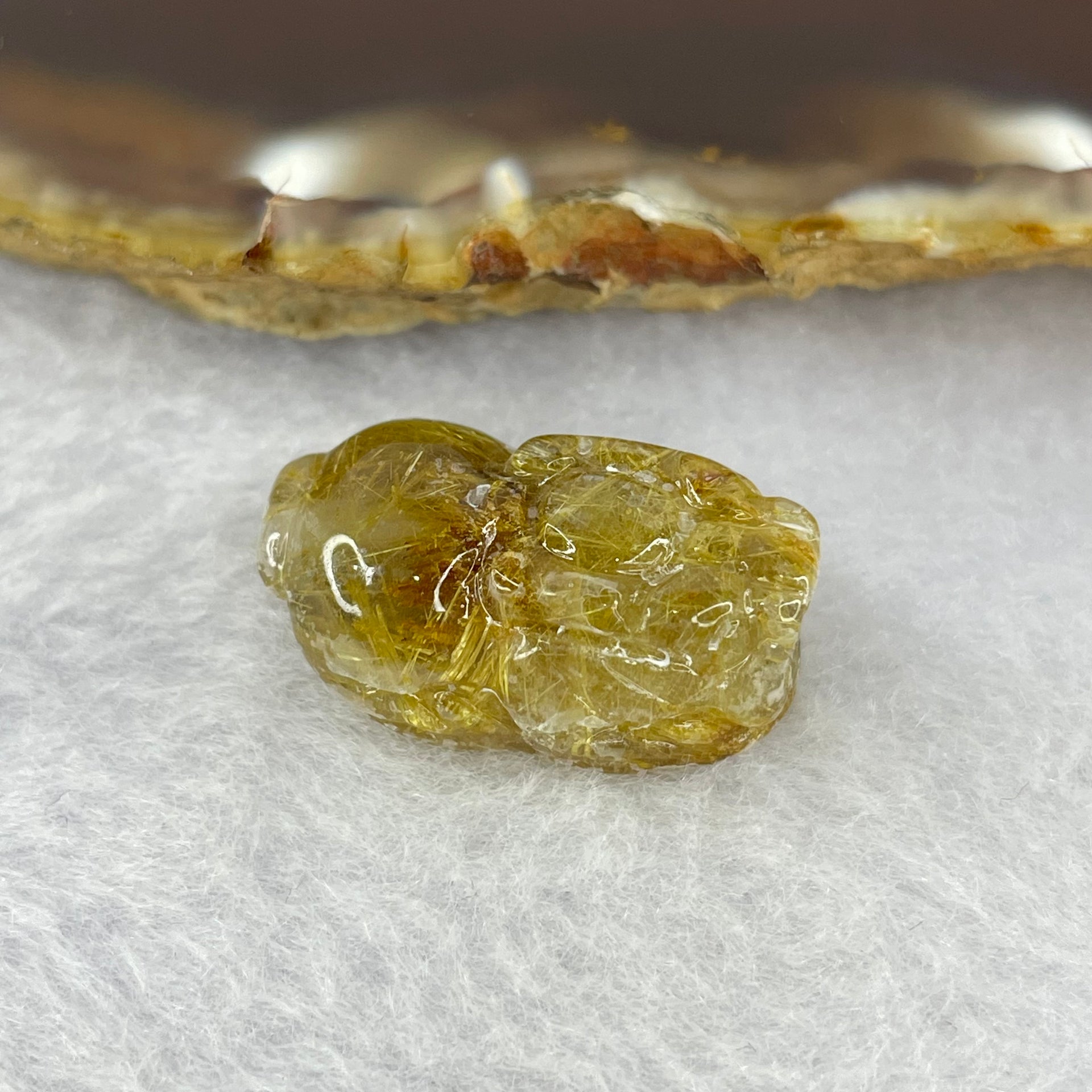 Above Average Grade Natural Golden Rutilated Quartz Pixiu Charm for Bracelet 天然金发水晶貔貅 5.01g 22.6 by 13.7 by 9.8mm - Huangs Jadeite and Jewelry Pte Ltd