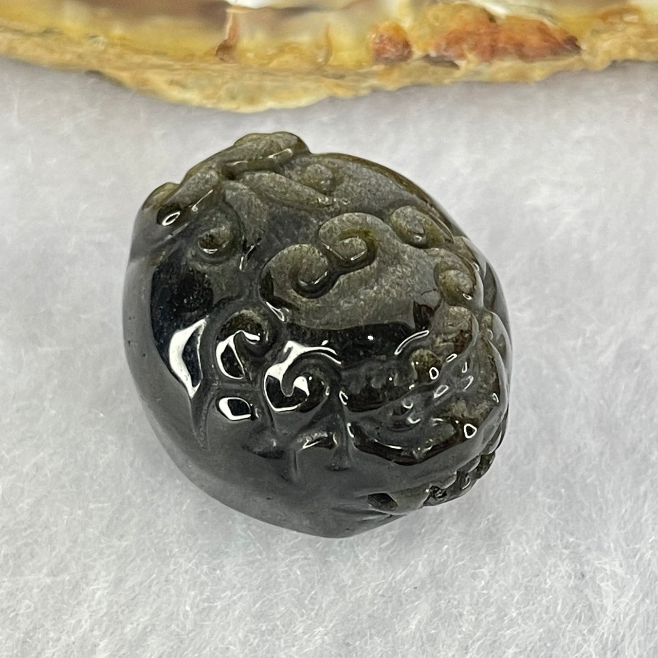 Natural Black Obsidian Pixiu Charm 10.74g 24.6 by 20.9 by 16.2mm