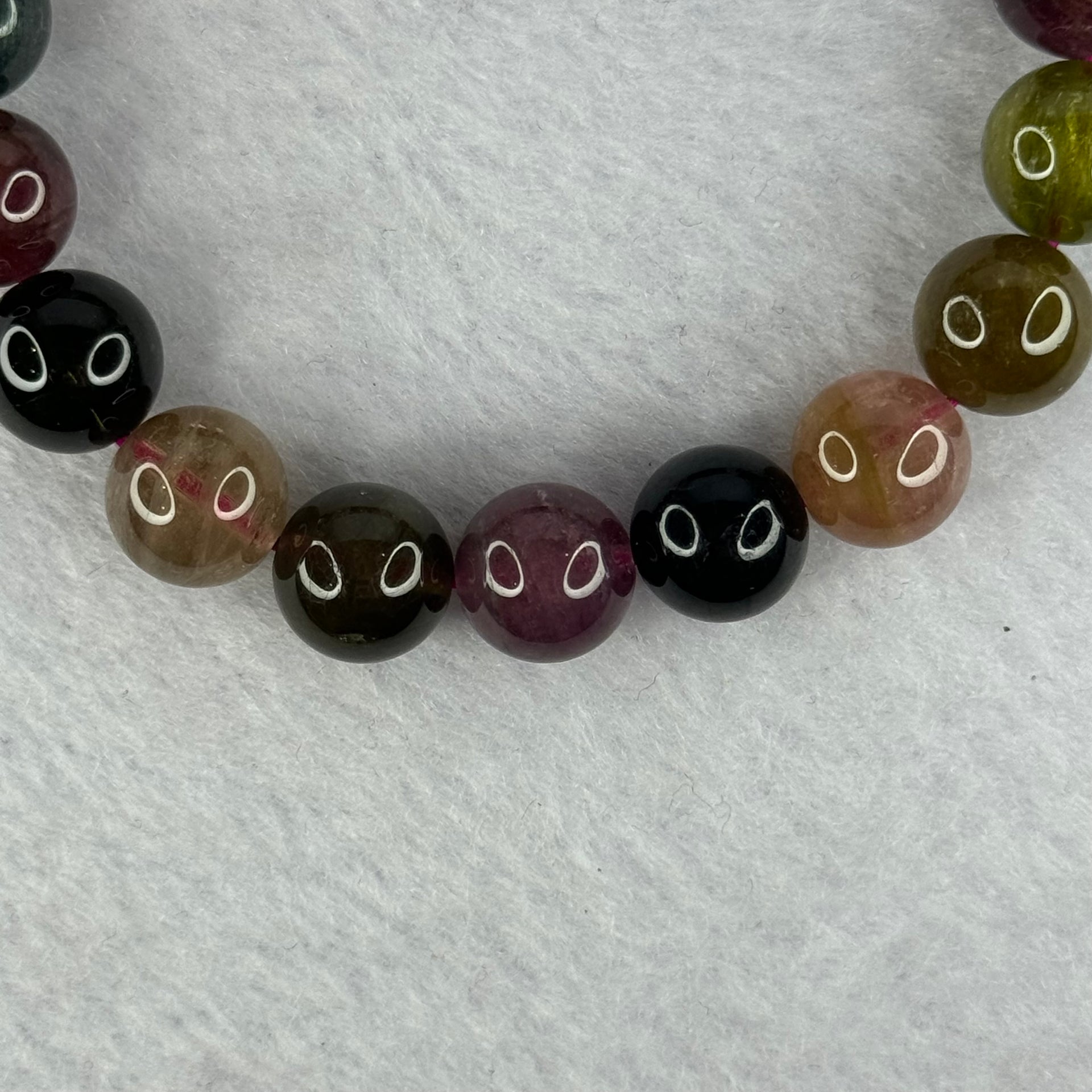 Good Grade Natural Tourmaline Beads Bracelet 好的天然碧玺珠手链 32.43g 16.5cm 10.4mm 19 Beads - Huangs Jadeite and Jewelry Pte Ltd