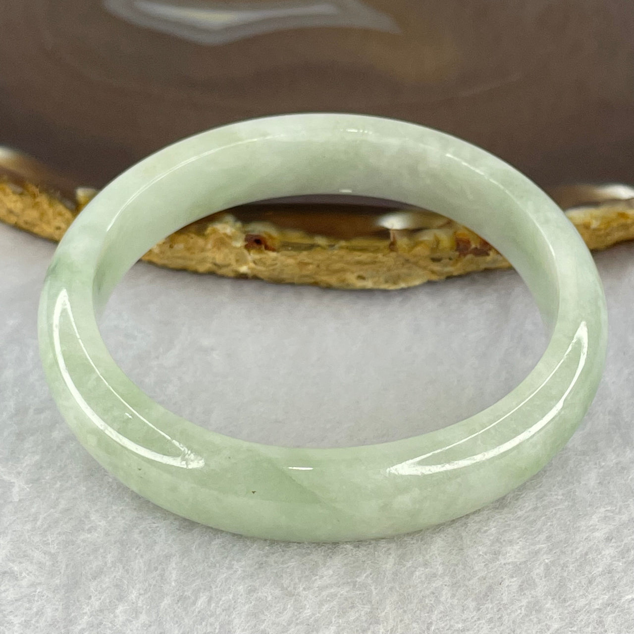 Type A Light Blueish Green Jadeite Bangle Internal Diameter 55.1mm 41.53g 12.2 by 7.2mm (Internal Lines)