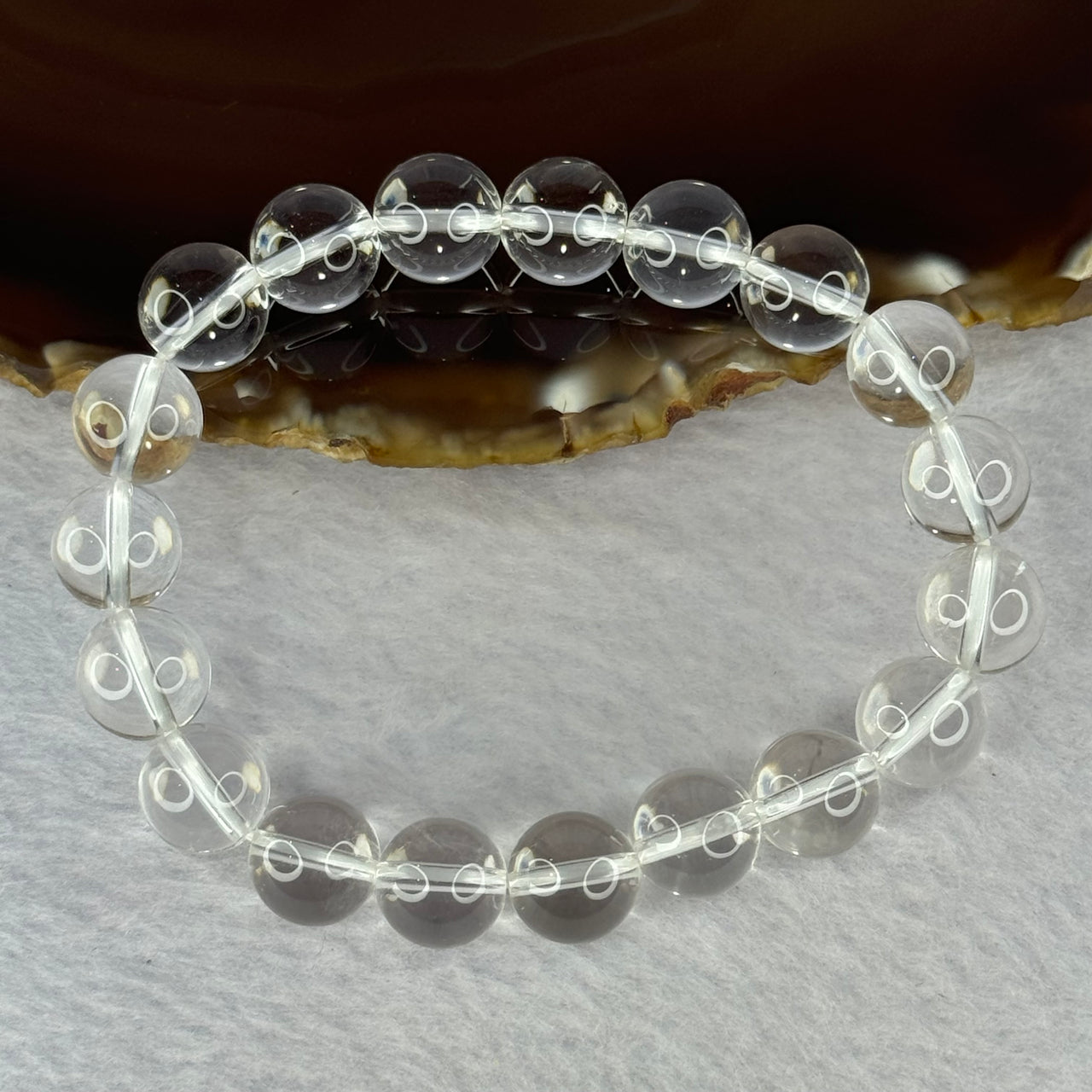 Natural Clear Quartz Bracelet 天然白水晶手链 30.43g 17cm 10.6mm 19 Beads