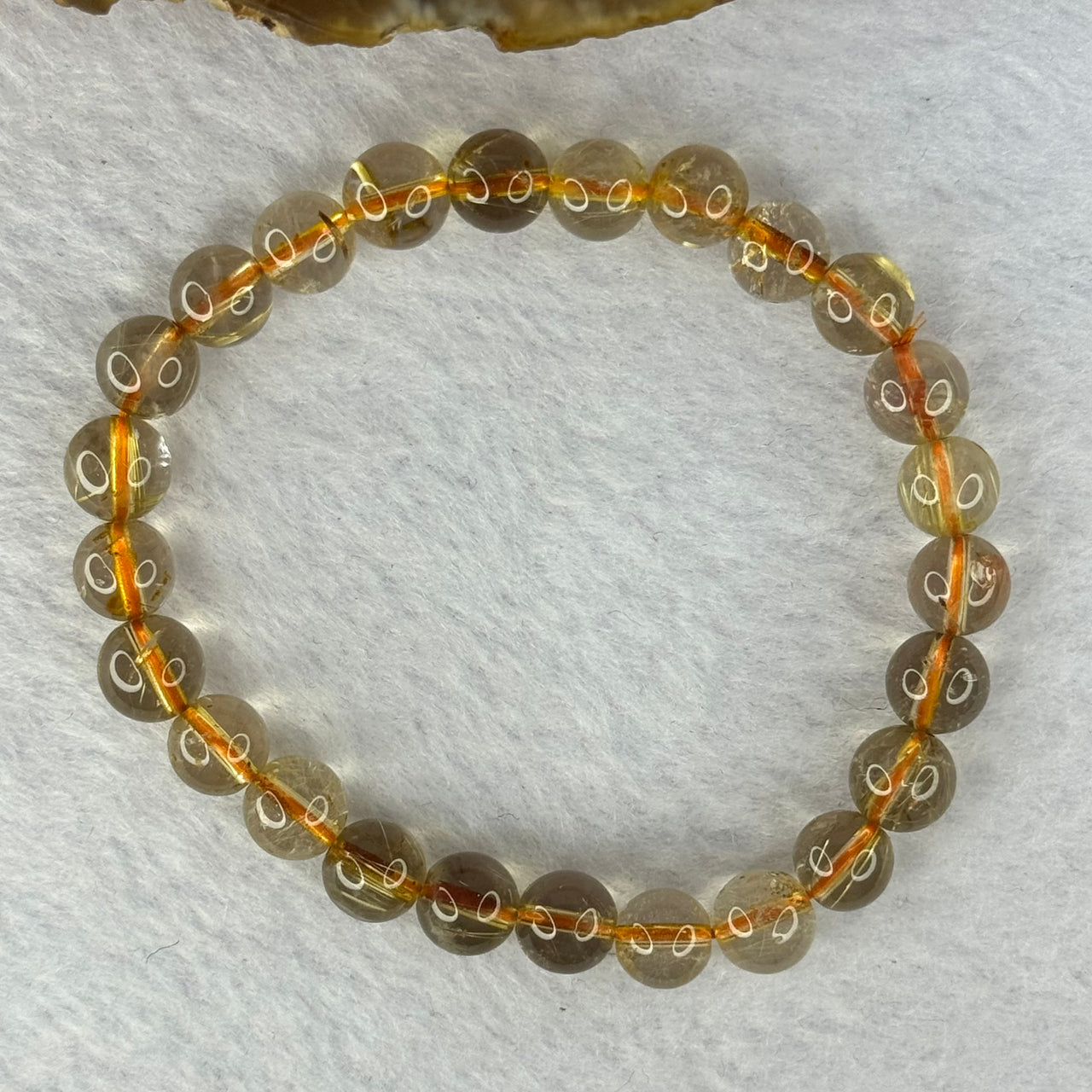 Natural Golden Rutilated Quartz Beads 天然金发水晶手链 15.03g 15.5cm 7.9mm 25 Beads - Huangs Jadeite and Jewelry Pte Ltd