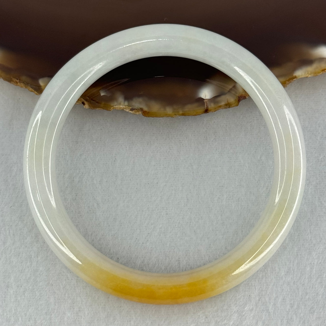 Type A Faint Green Lavender with Yellow Jadeite Bangle Internal Diameter 54.6mm 34.4580g 8.2 by 8.2mm (Very Slight Internal Line)