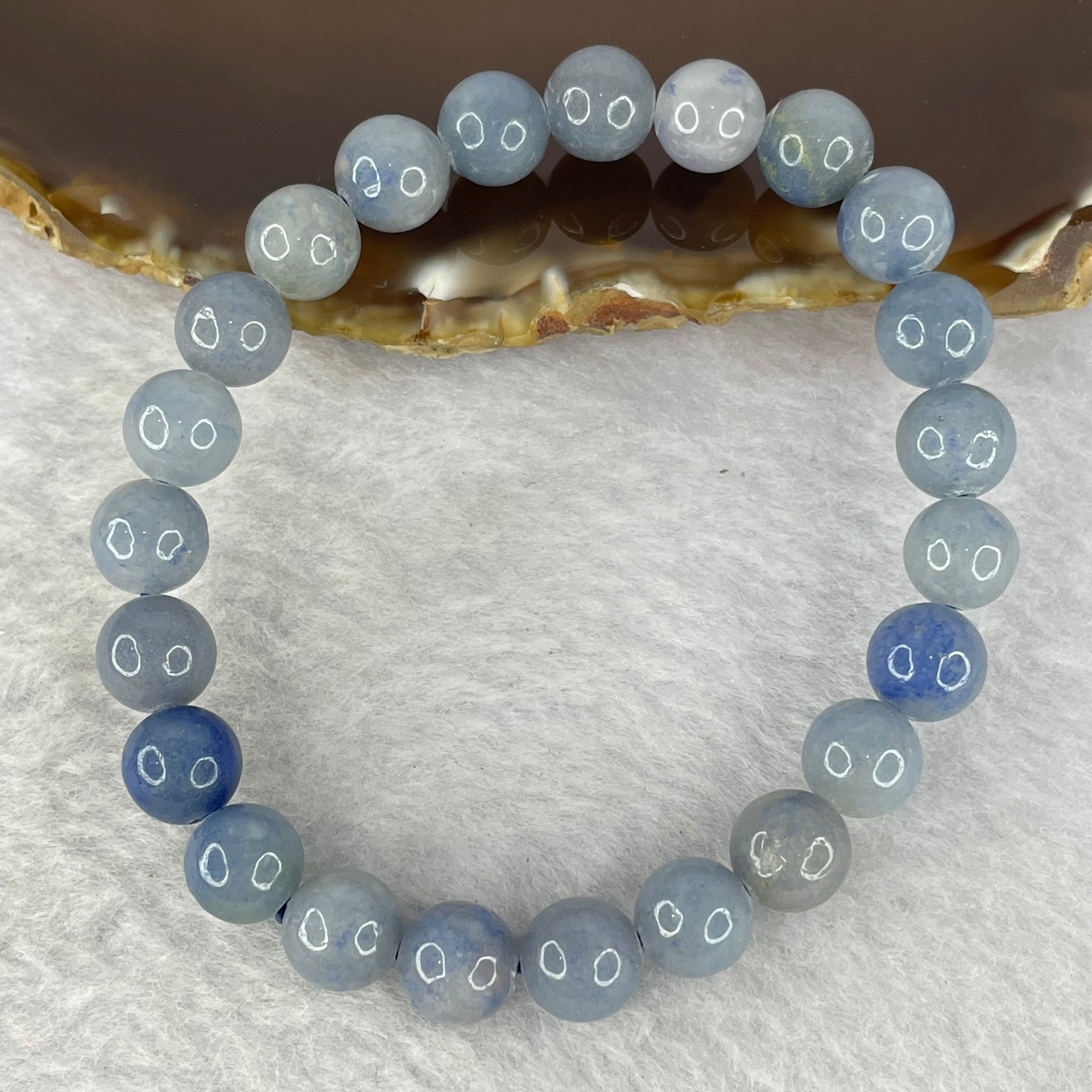 Natural Blue Aventurine Bracelet 19.94g 16.5cm 8.7mm 23 Beads - Huangs Jadeite and Jewelry Pte Ltd