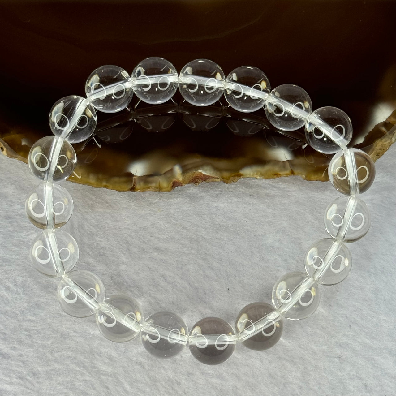 Natural Clear Quartz Bracelet 天然白水晶手链 30.62g 17cm 10.6mm 19 Beads