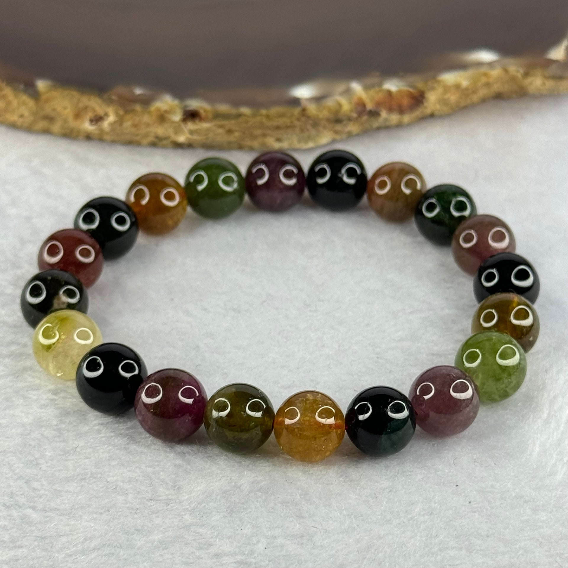 Good Grade Natural Tourmaline Beads Bracelet 好的天然碧玺珠手链 29.33g 16.5cm 9.9mm 20 Beads - Huangs Jadeite and Jewelry Pte Ltd