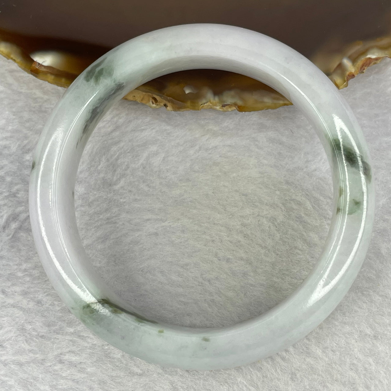 Type A Light Lavender with Dark Green Patches Jadeite Bangle 65.38g Internal Diameter 55.3mm  15.6 by 8.3mm (Very Slight Internal Lines) - Huangs Jadeite and Jewelry Pte Ltd