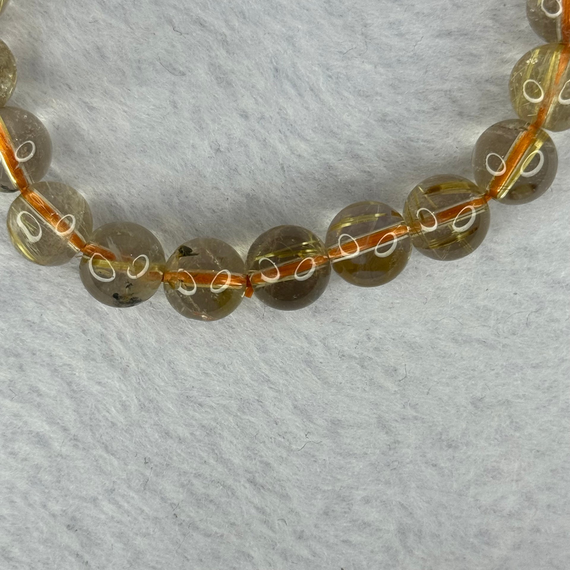 Natural Golden Rutilated Quartz Beads 天然金发水晶手链 19.17g 15cm 8.8mm 22 Beads - Huangs Jadeite and Jewelry Pte Ltd