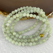 Type A Semi Icy Green with Wuji Grey Piao Hua Beads Necklace 104 Beads 5.5mm 32.18g - Huangs Jadeite and Jewelry Pte Ltd