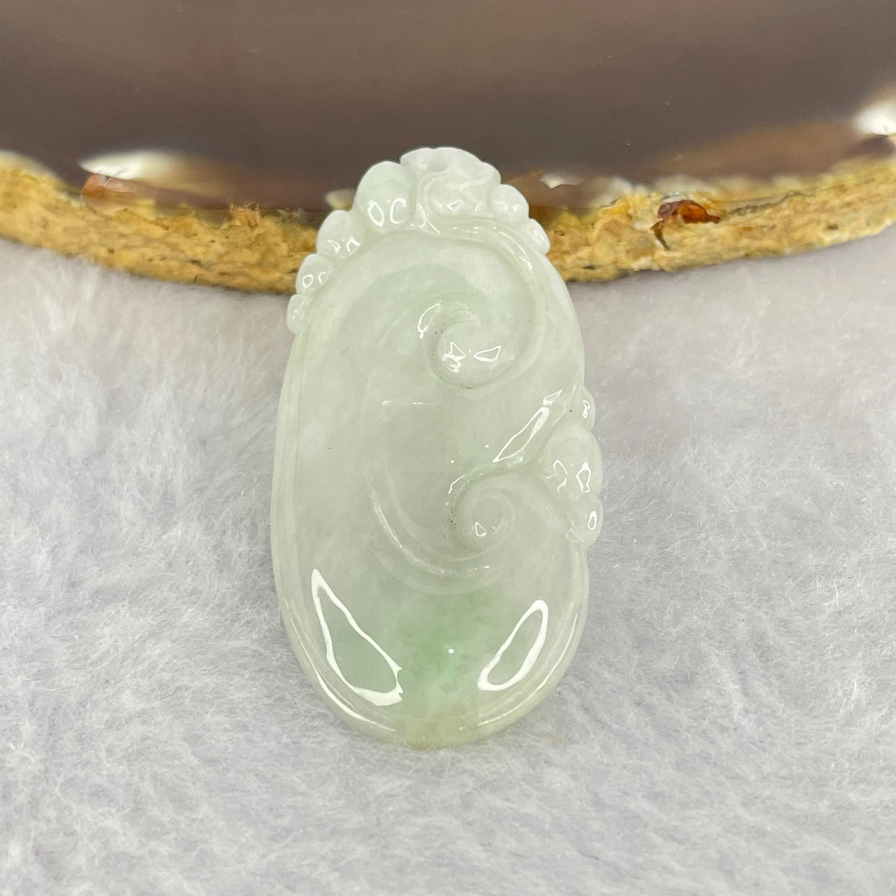 Type A Lavender Green Jadeite Ruyi 如意 47.75g 46.1 by 22.8 by 4.9 mm - Huangs Jadeite and Jewelry Pte Ltd