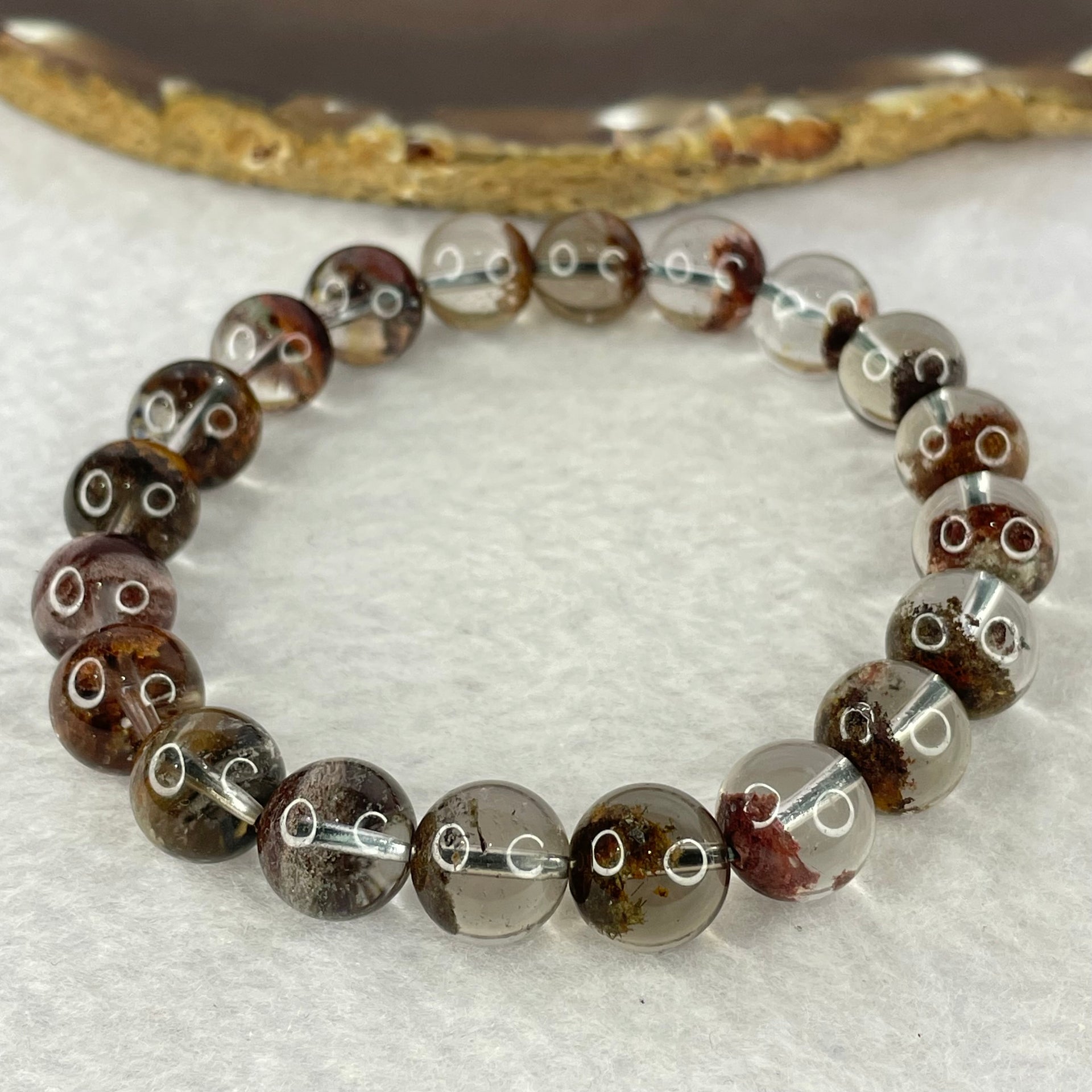 Natural Mixed Color Phantom Quartz Bracelet 32.87g 18cm 10.5mm 20 Beads - Huangs Jadeite and Jewelry Pte Ltd