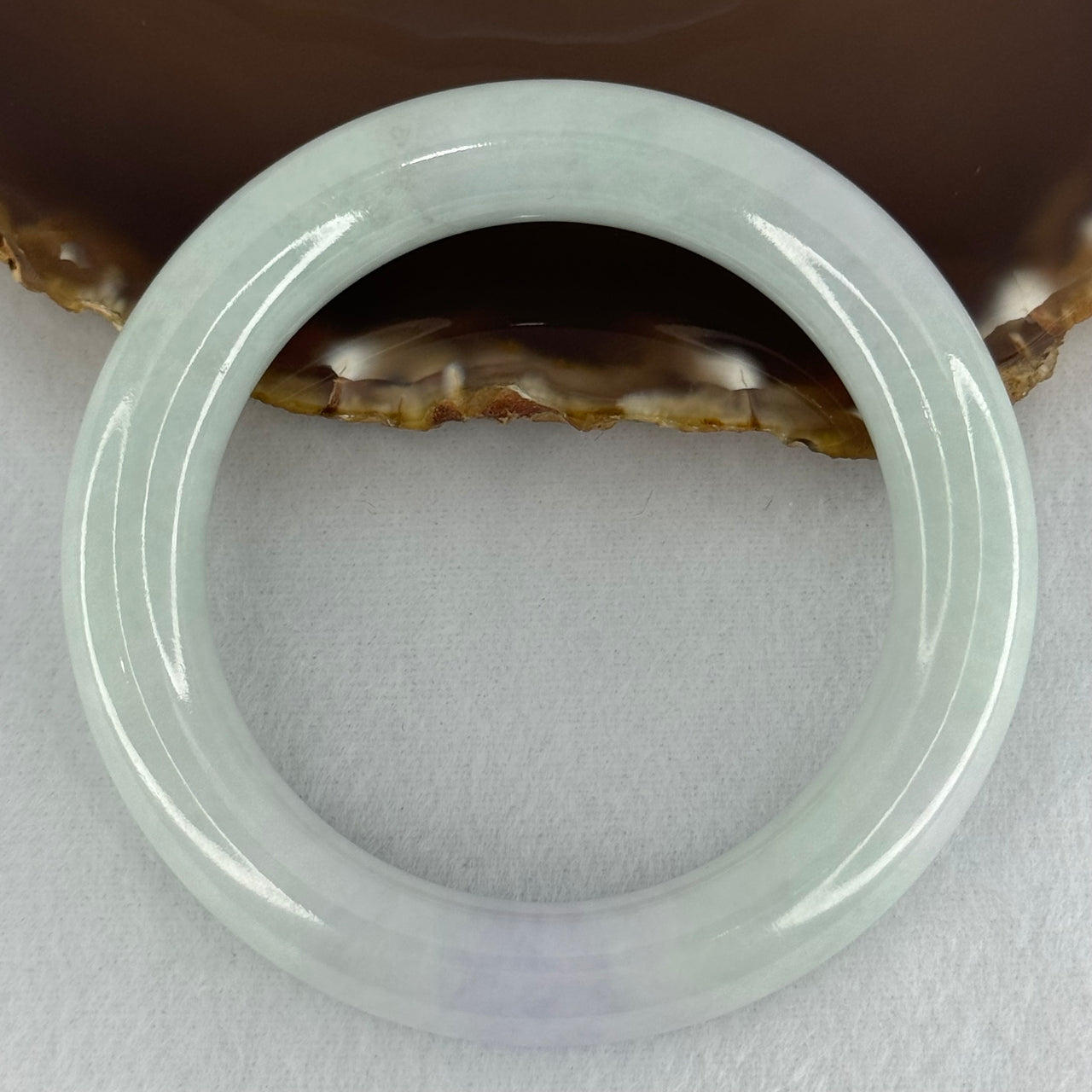 Type A Light Blueish Green and Lavender Jadeite Bangle Internal Diameter 56.7mm 82.96g 13.0 by 11.8mm (Close to Perfect)