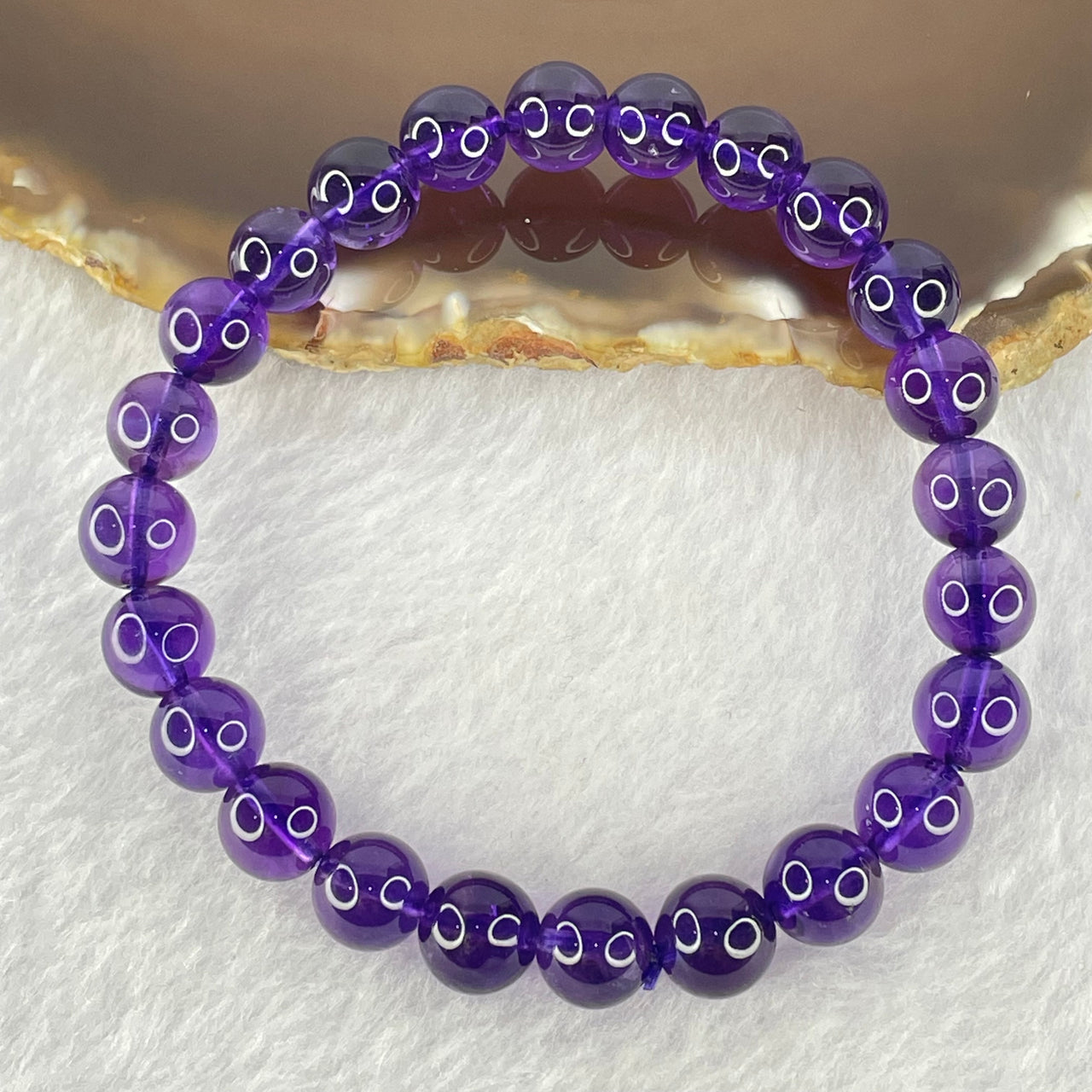 Very Good Grade Natural Amethyst Bracelet 18.15g 16cm 8.4mm 24 Beads