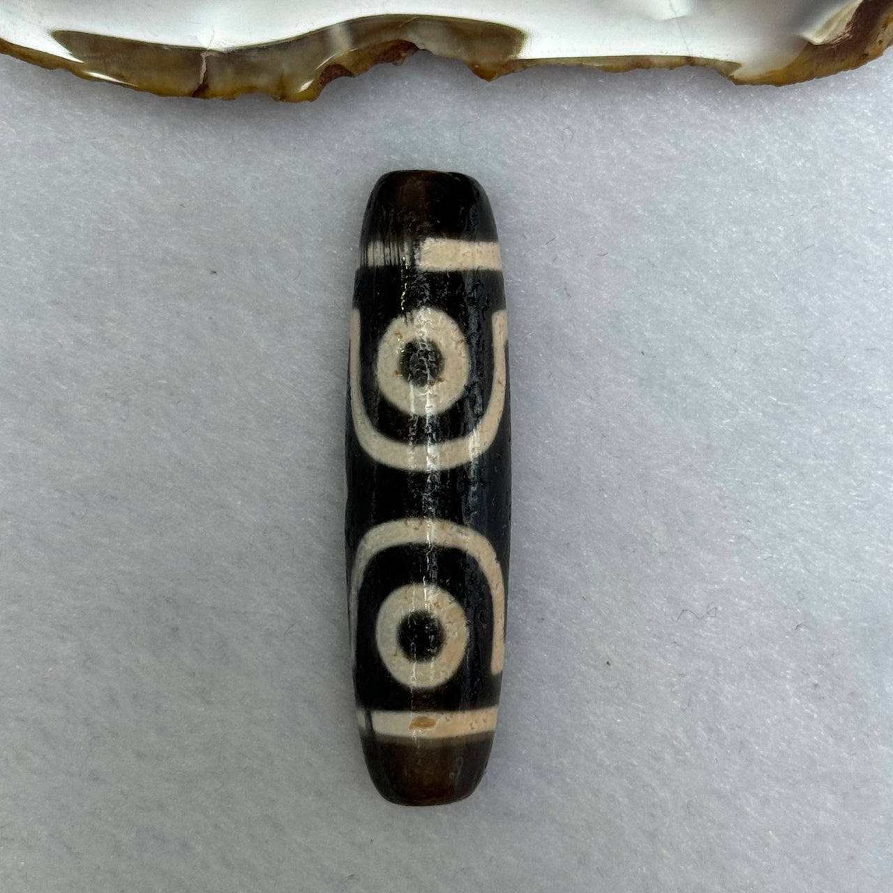 Natural Powerful Tibetan Old Oily Agate 3 Eyes Dzi Bead Heavenly Master (Tian Zhu) 三眼天诛 11.99g 44.5 by 9.0mm - Huangs Jadeite and Jewelry Pte Ltd