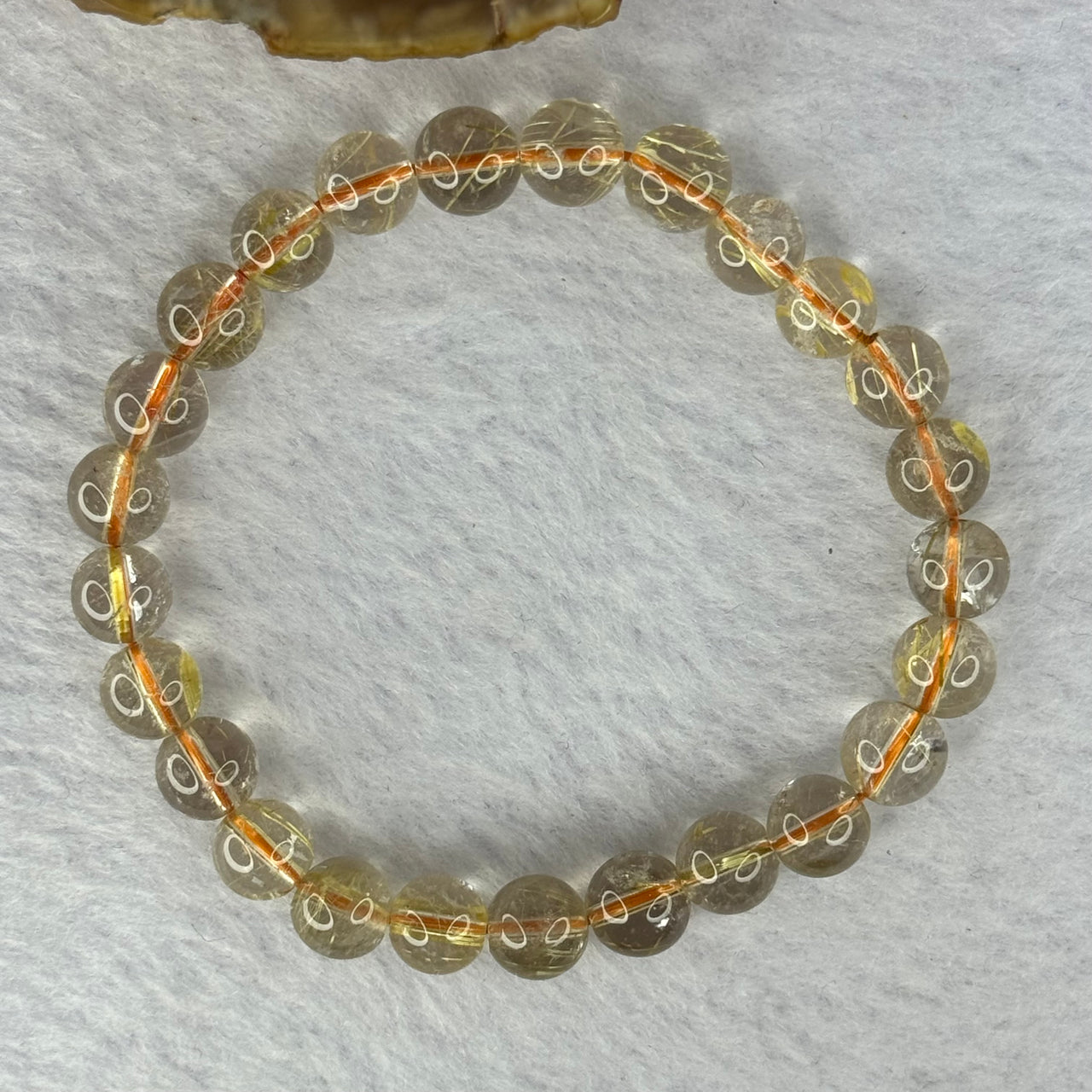 Natural Golden Rutilated Quartz Beads 天然金发水晶手链 15.47g 15.5cm 7.9mm 25 Beads - Huangs Jadeite and Jewelry Pte Ltd