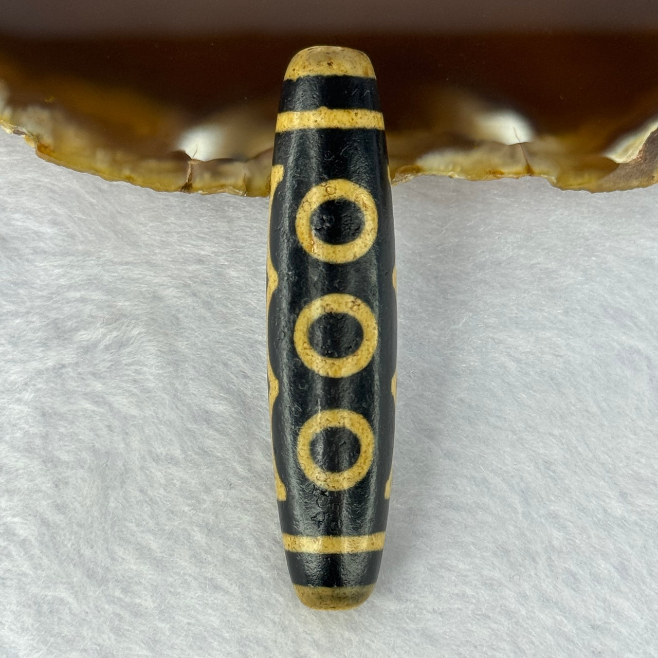 Natural Powerful Tibetan Old Oily Agate 5 Eyes Dzi Bead Heavenly Master (Tian Zhu) 五眼天诛 15.79g 57.6 by 13.5mm - Huangs Jadeite and Jewelry Pte Ltd