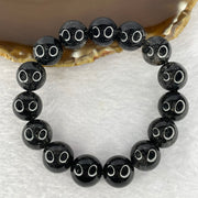 Natural Black Rutilated Quartz Beads Bracelet 54.62g 14.0mm 15 Beads - Huangs Jadeite and Jewelry Pte Ltd