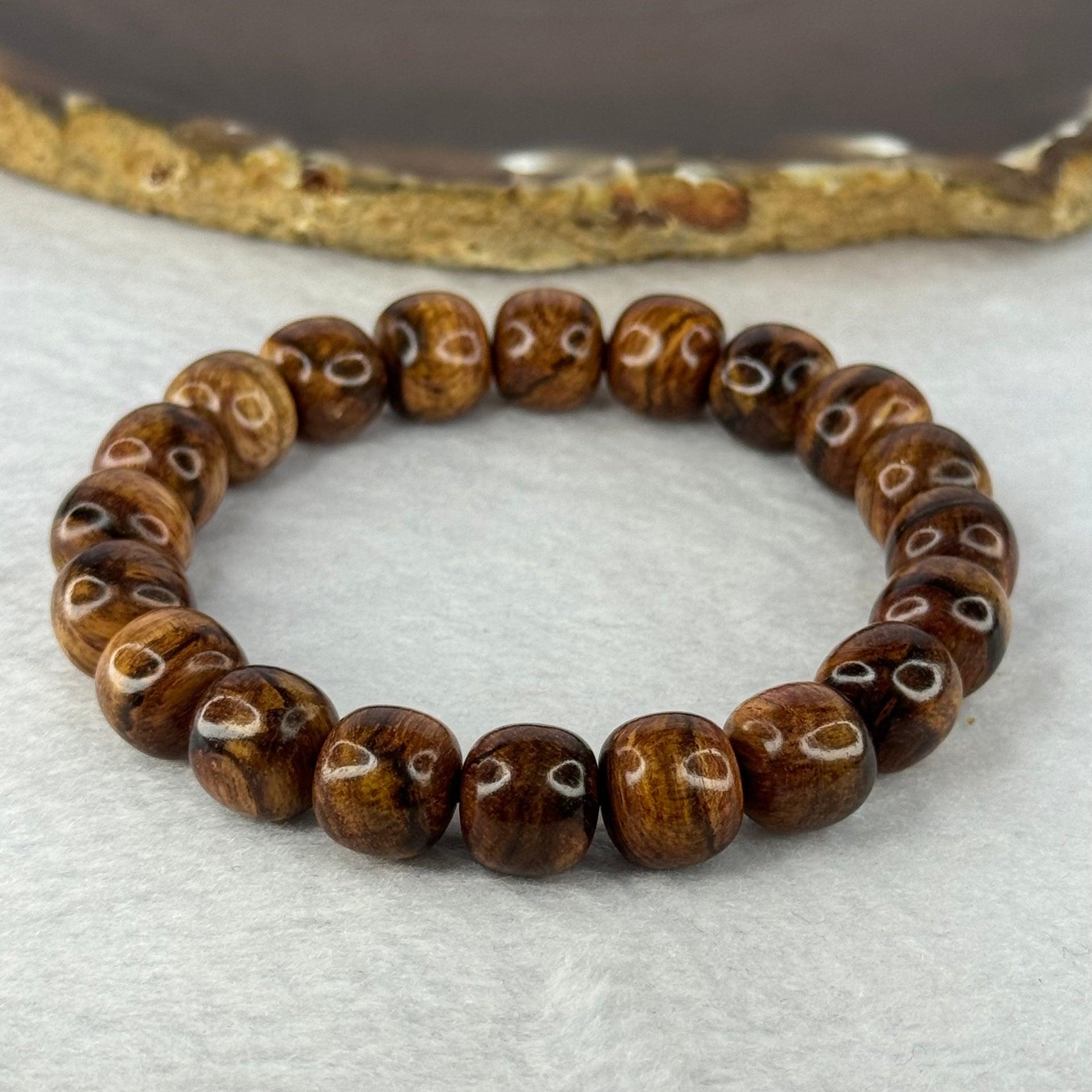 Natural Hainan Huang Huali Rosewood Beads Bracelet 天然海南黄花梨手链 11.18g 17cm 10.9mm 20 Beads - Huangs Jadeite and Jewelry Pte Ltd