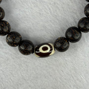 Natural Agarwood With 3 Eyes Dzi Bead Tian Zhu Beads Bracelet 天然沉香带三眼天珠手链 17.70g 16.5cm Dzi 14.4 by 10.1 and 14.0mm 1 Bead and 10.8mm 16 Beads - Huangs Jadeite and Jewelry Pte Ltd